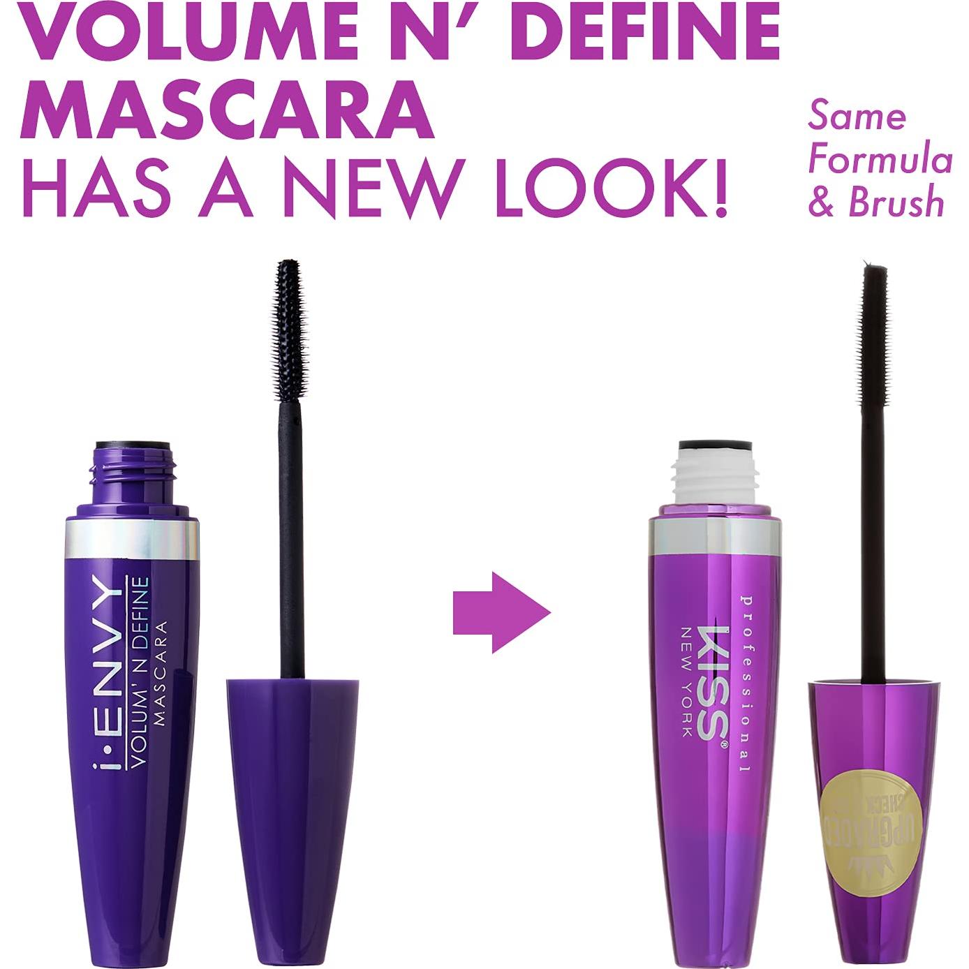 Máscara de Pestañas Volume N' Define Kiss New York - Resistente al Agua