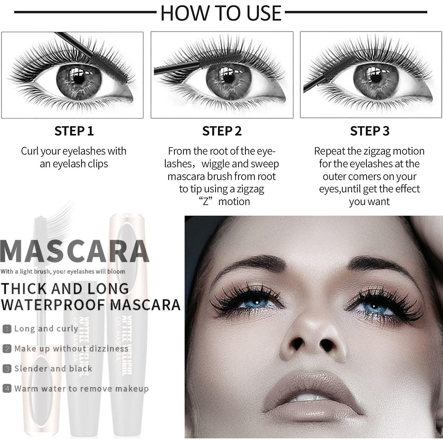 Máscara de Pestañas de Fibra de Seda 4D Alisesun - Paquete de 4