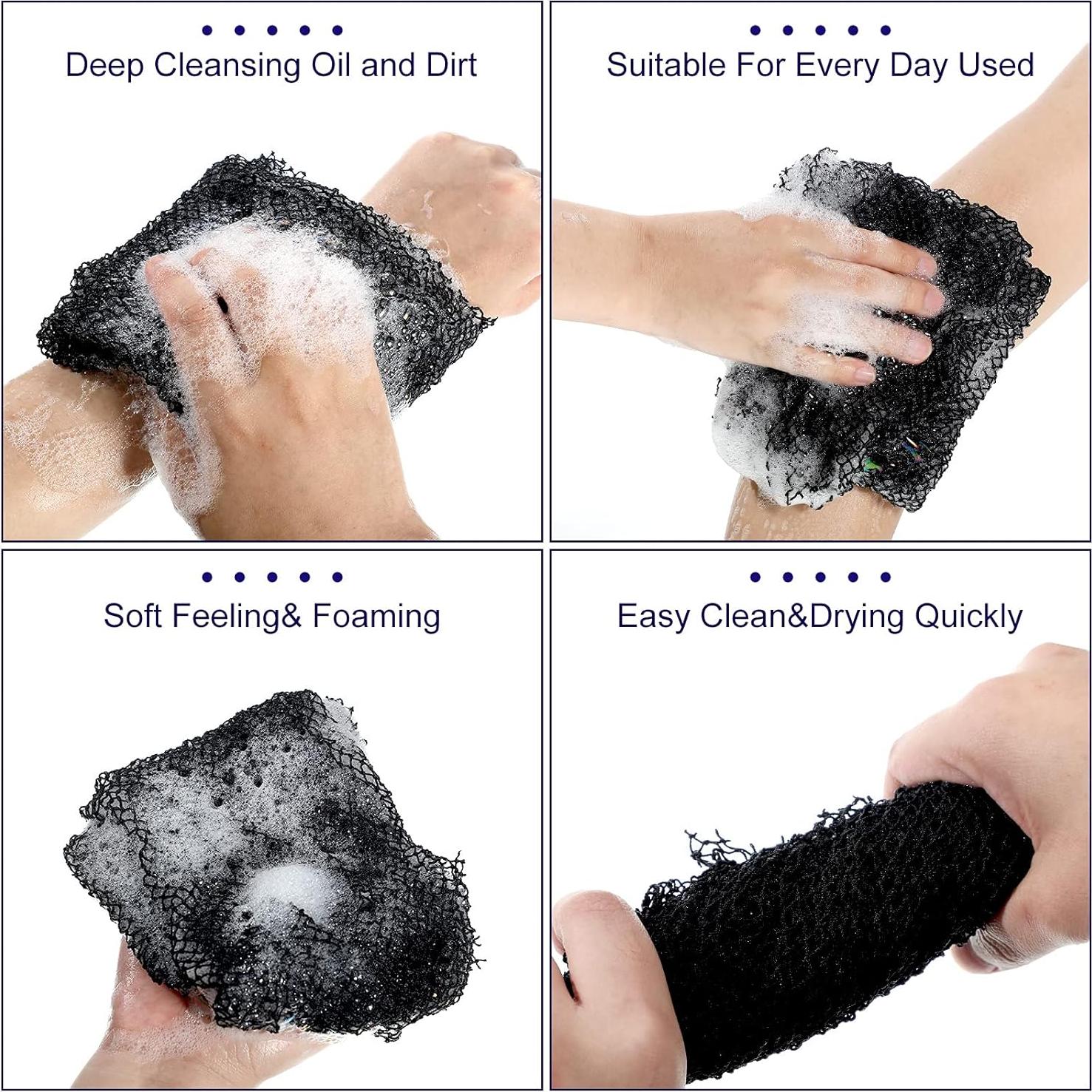 Esponjas de Baño Exfoliantes Patelai 2 Piezas Azul Negro