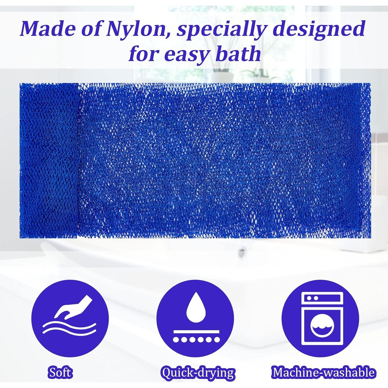 4 Esponjas de Red Exfoliantes de Nylon Boao para Baño 65x20cm