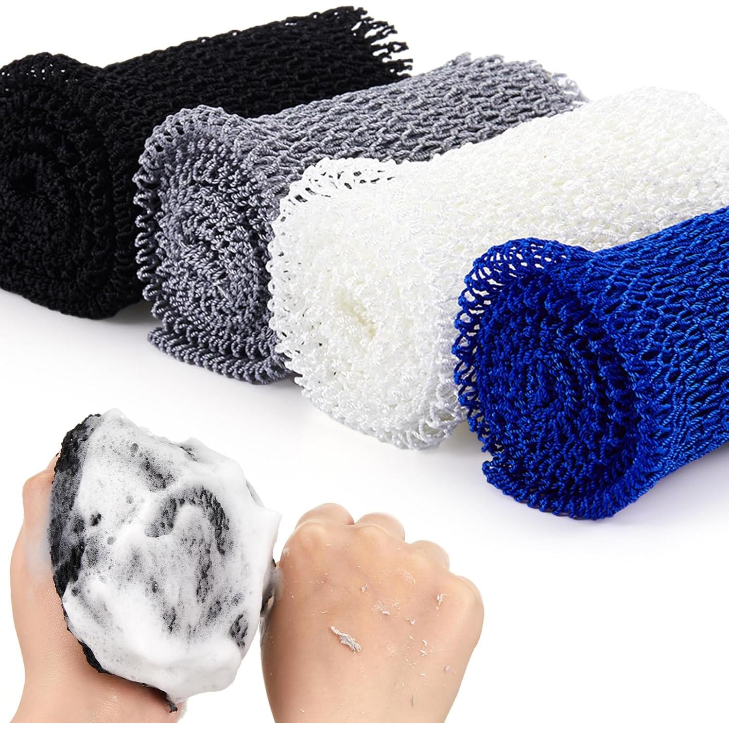 4 Esponjas de Red Exfoliantes de Nylon Boao para Baño 65x20cm