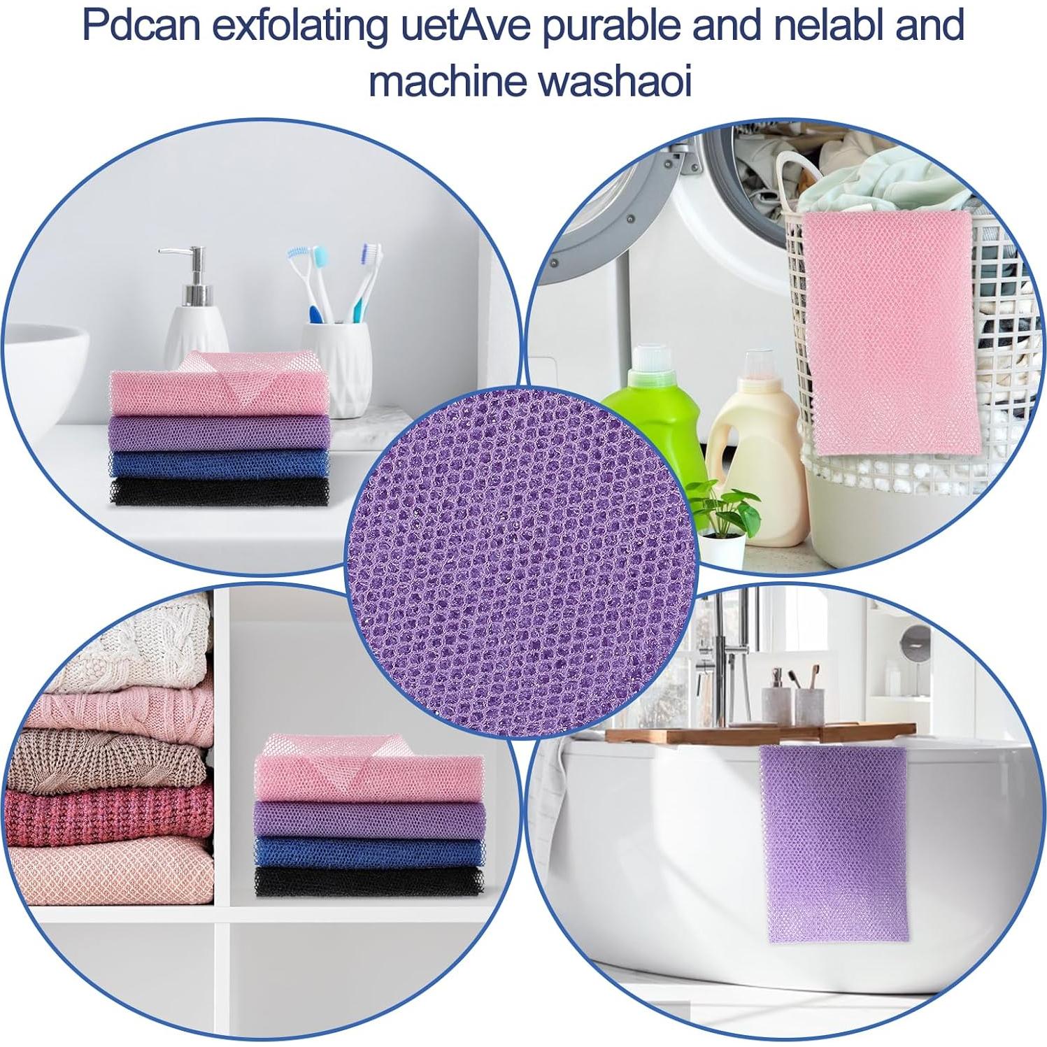 4 Toallas Exfoliantes de Nylon para Espalda ElevateTech 80x30cm