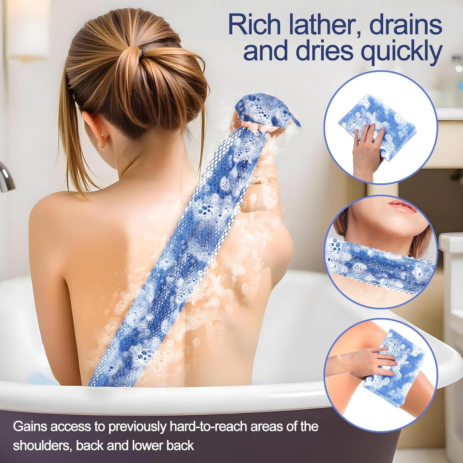 4 Toallas Exfoliantes de Nylon para Espalda ElevateTech 80x30cm