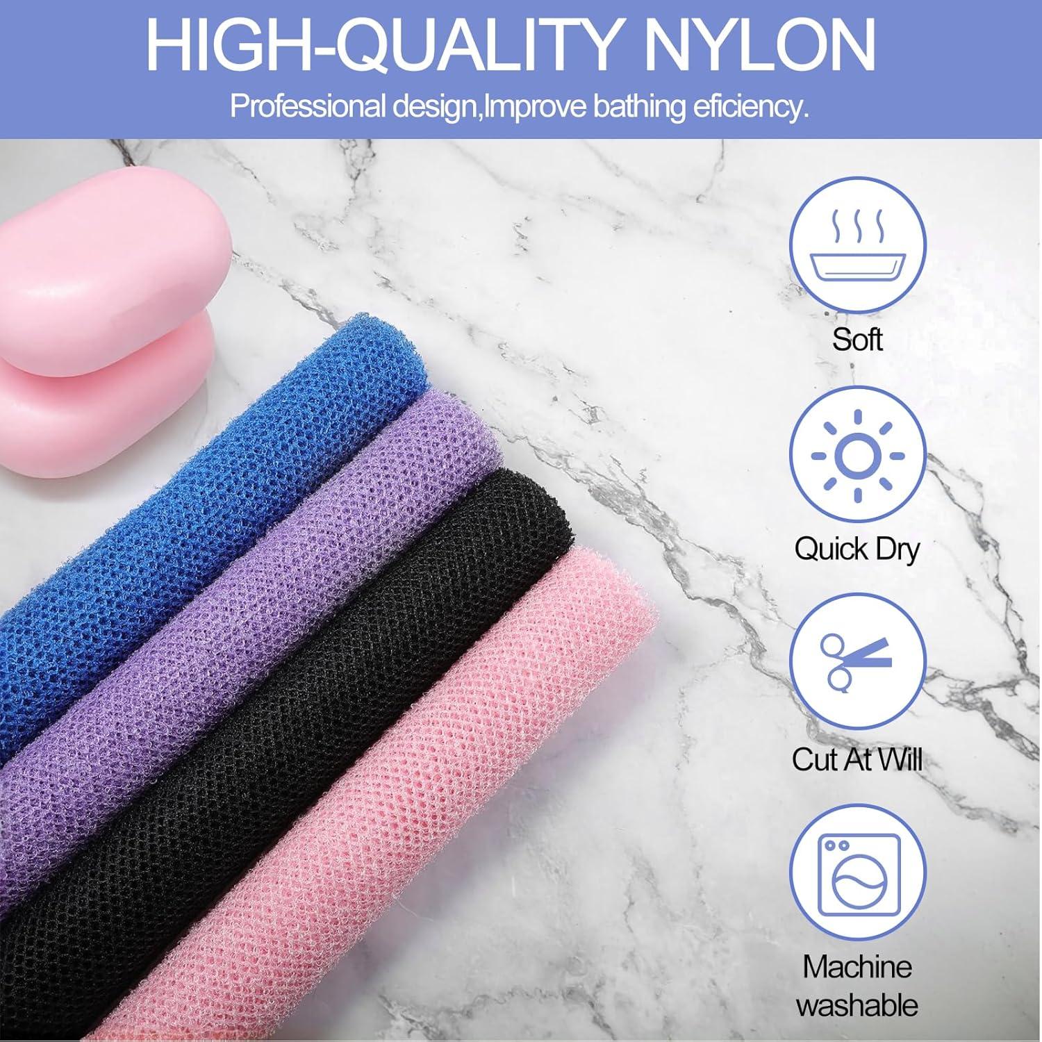 4 Toallas Exfoliantes de Nylon para Espalda ElevateTech 80x30cm