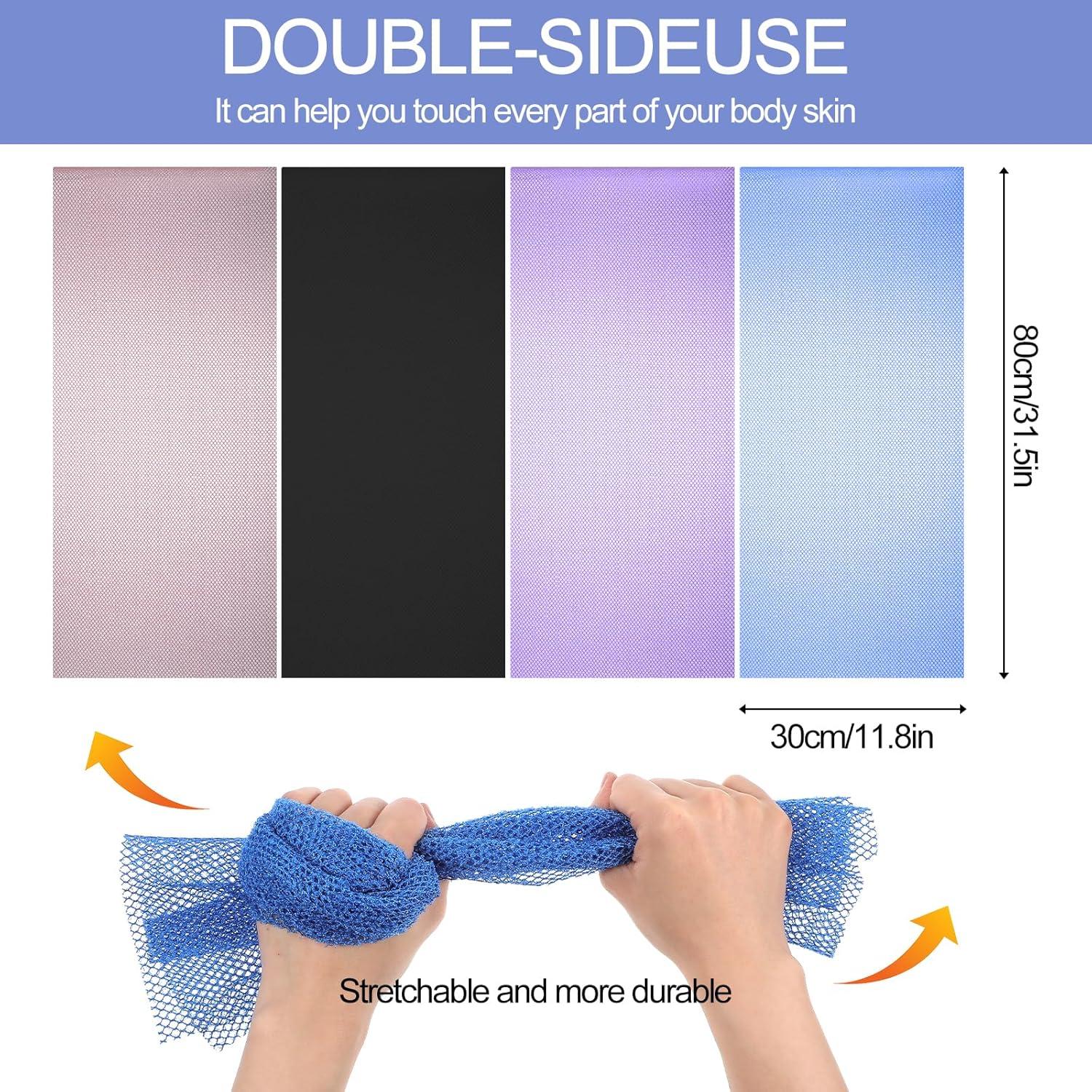 4 Toallas Exfoliantes de Nylon para Espalda ElevateTech 80x30cm