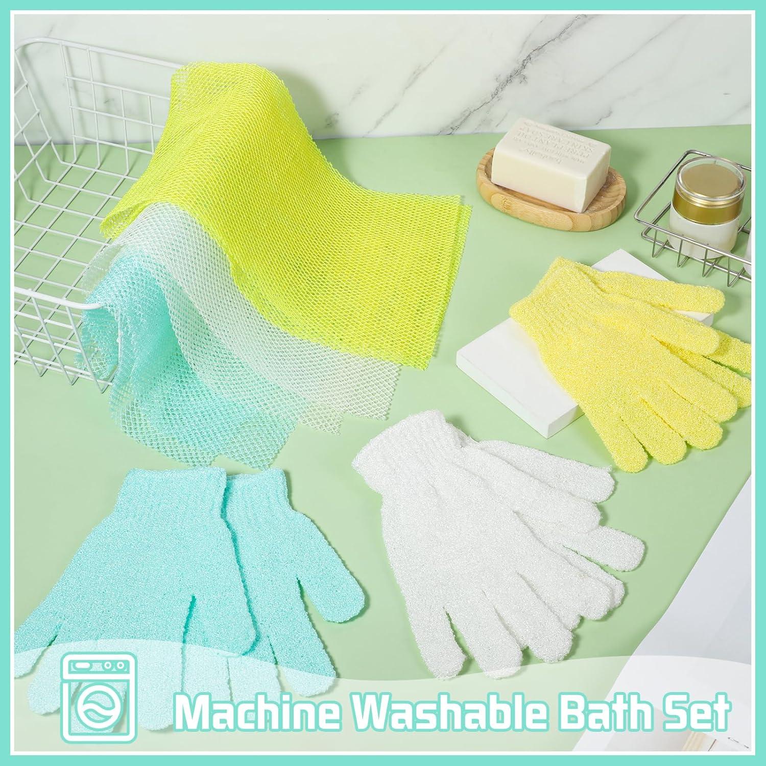 Juego de Guantes Exfoliantes WSICSE - 3 Pares y 3 Esponjas