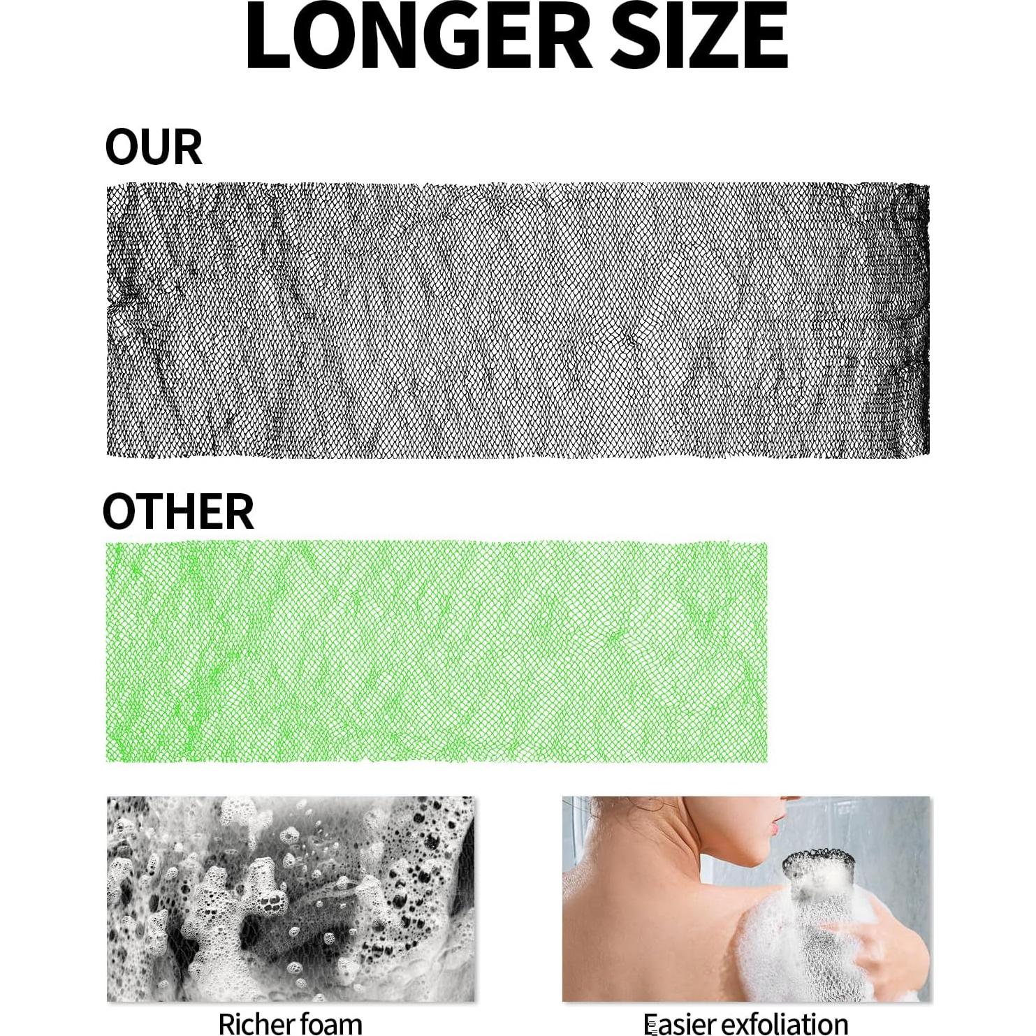 Esponja Exfoliante de Red Africana BOXOB 175cm Nylon Negro