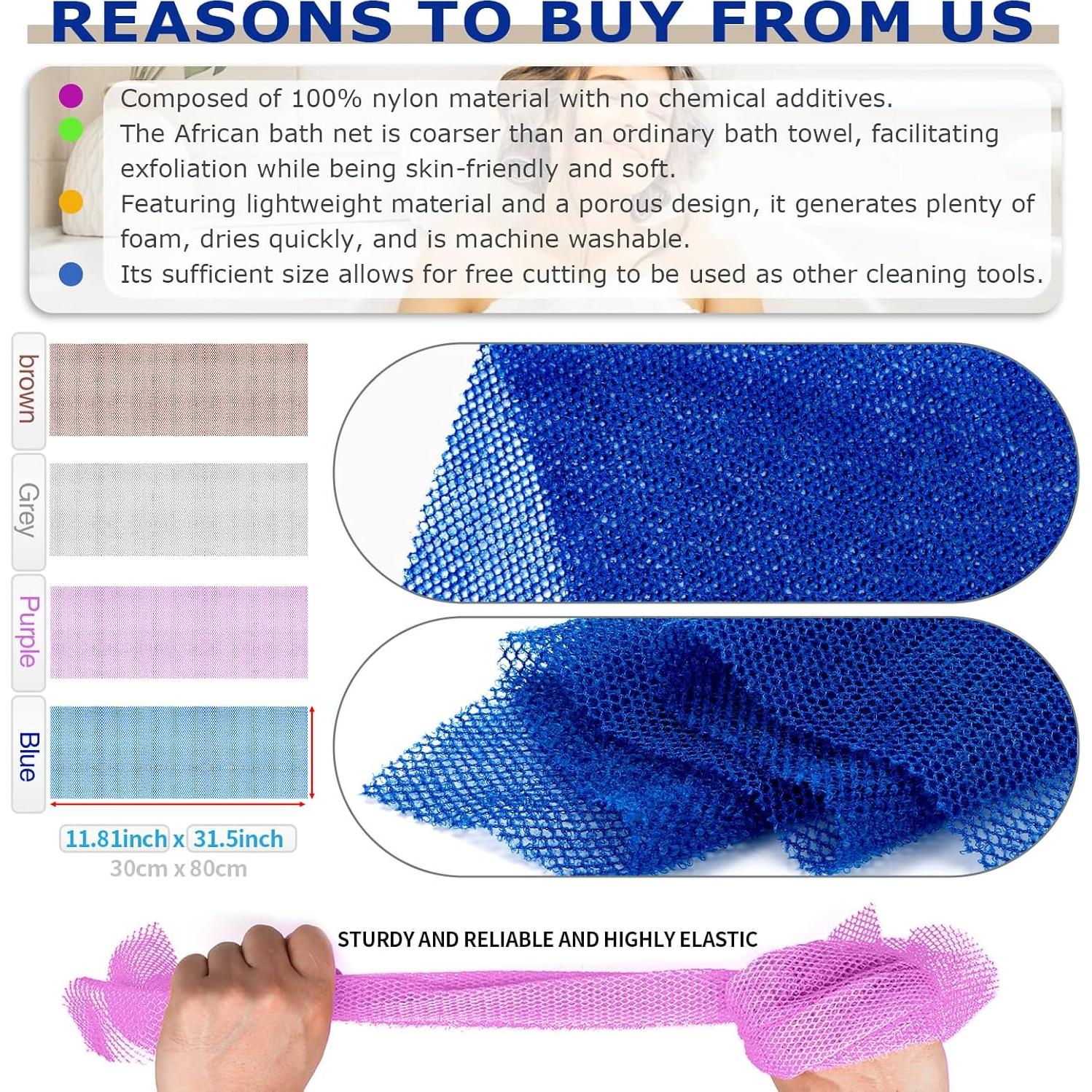 Esponja de Red Africana ACLMFUP - 4 Piezas Exfoliantes 30x80 cm