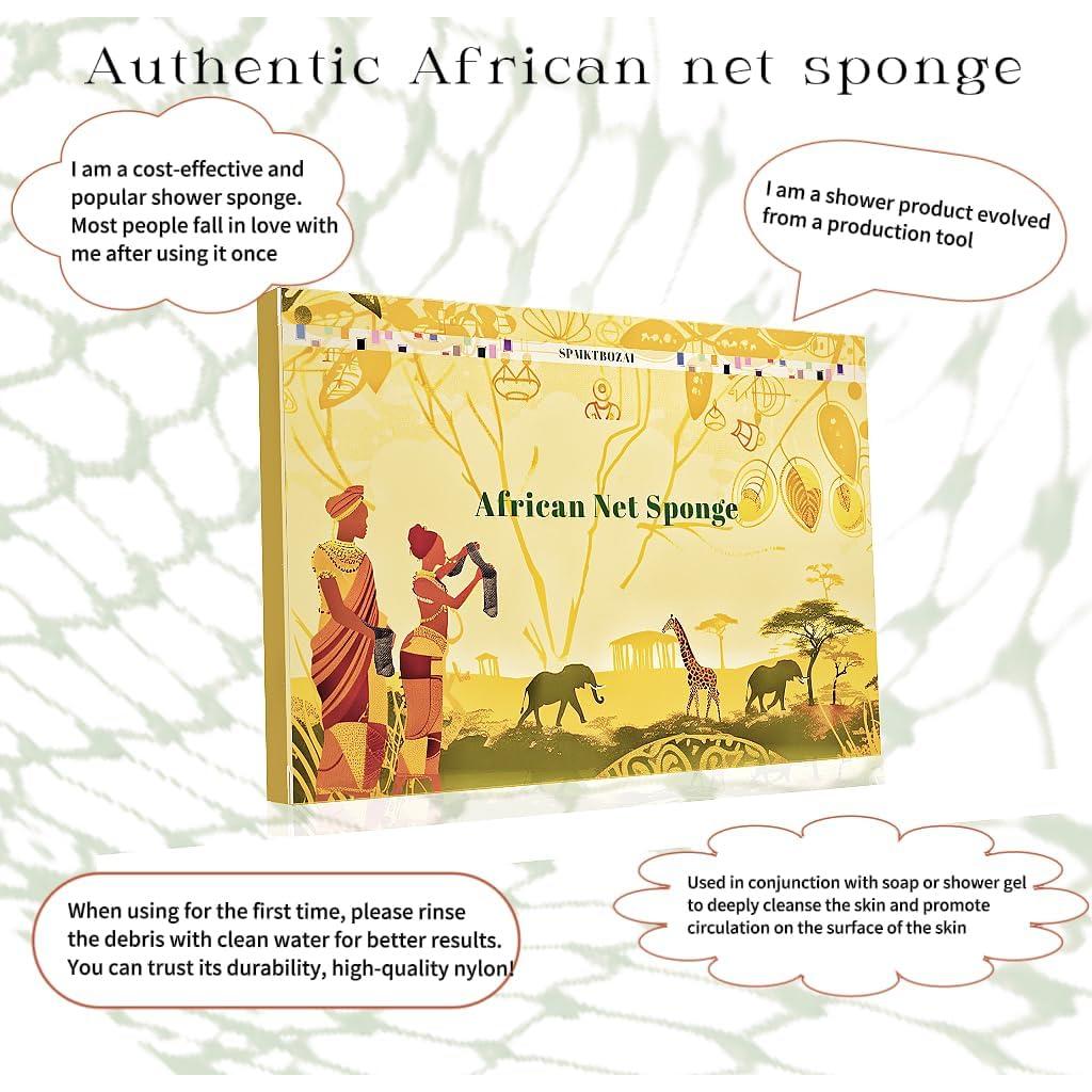 Esponja de Red Africana SPMKTBOZAI 2 Piezas Exfoliante 80x30cm