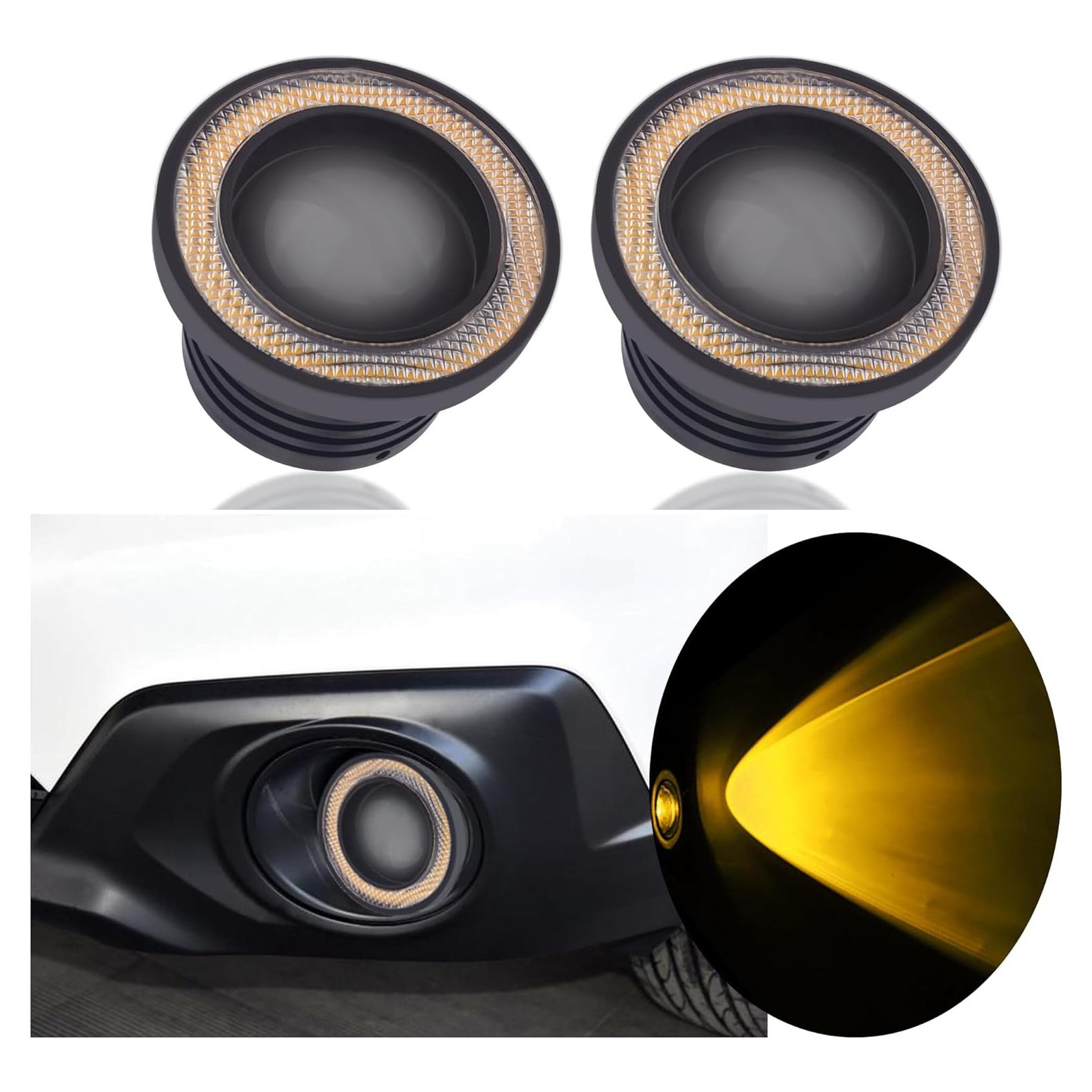 2 Luces de Niebla LED IHOTDER Ojo de Ángel Amarillo 18W