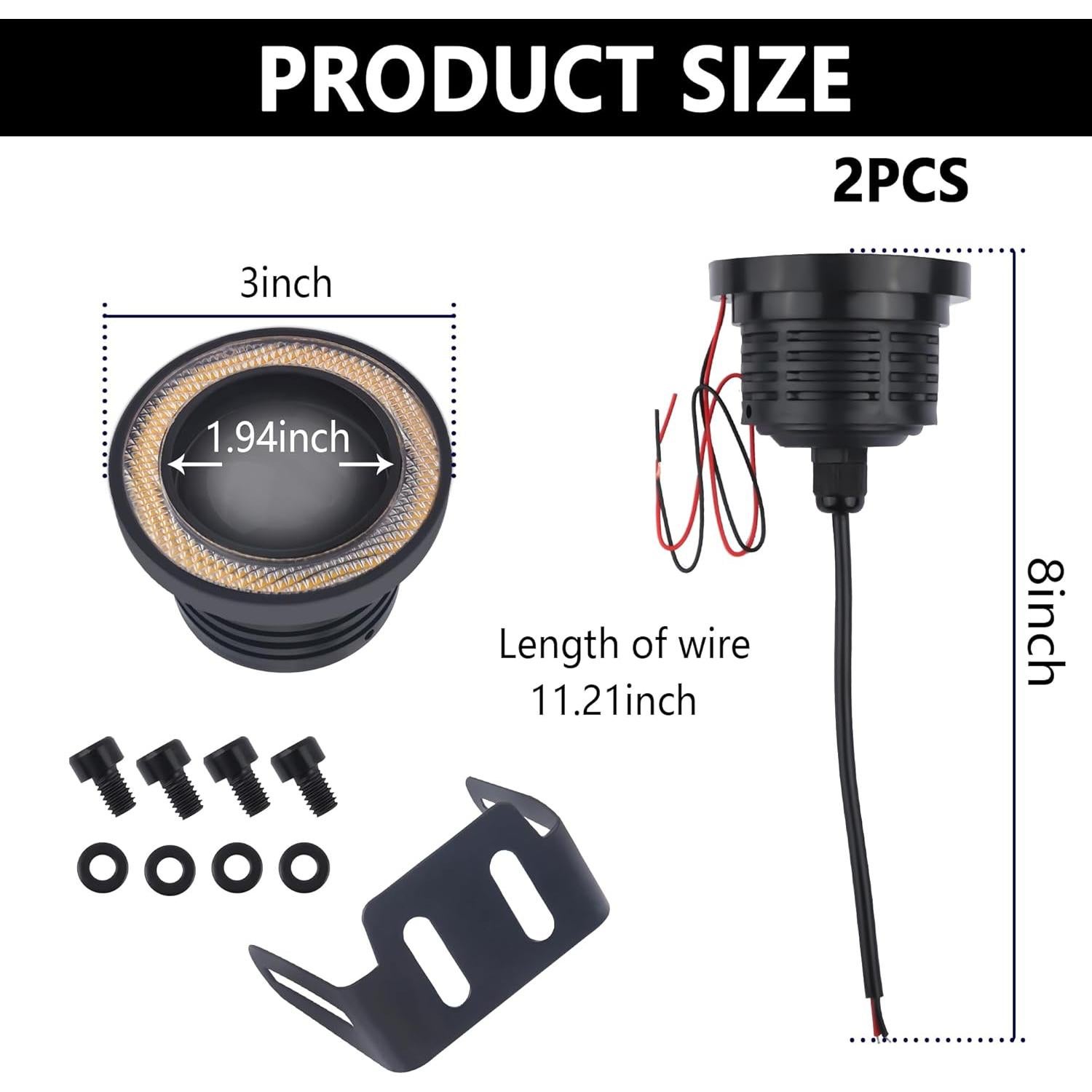 2 Luces de Niebla LED IHOTDER Ojo de Ángel Amarillo 18W