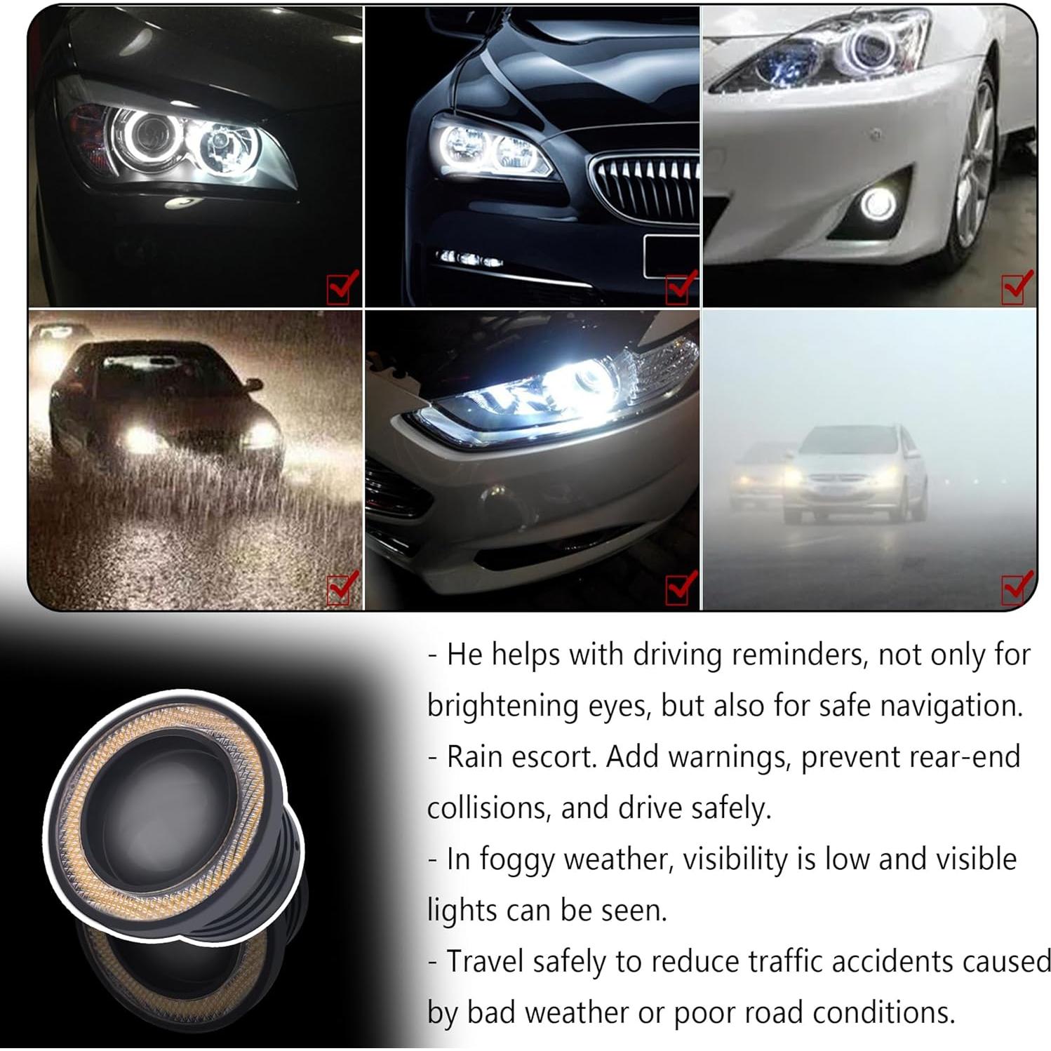 2 Luces de Niebla LED IHOTDER Ojo de Ángel Amarillo 18W