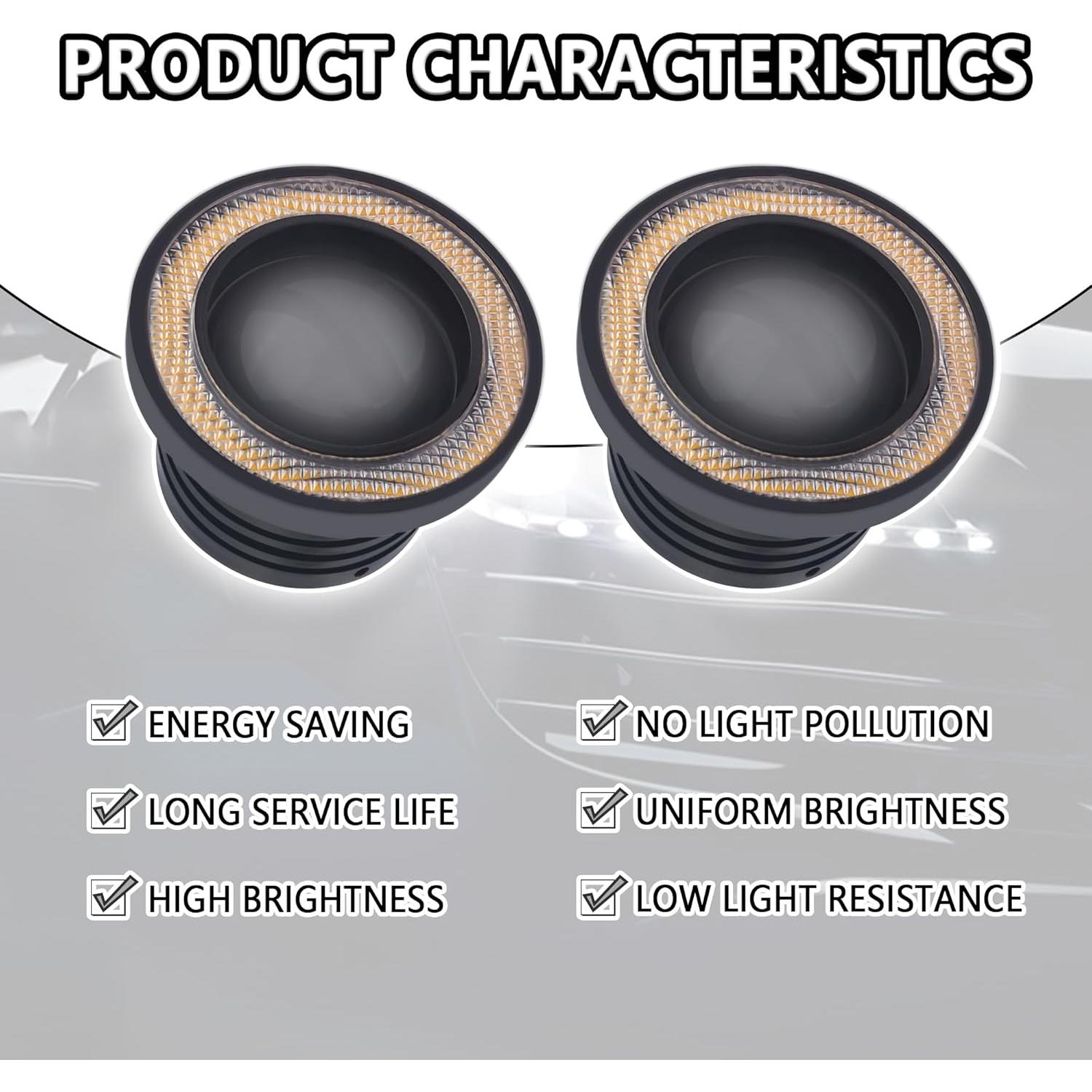 2 Luces de Niebla LED IHOTDER Ojo de Ángel Amarillo 18W