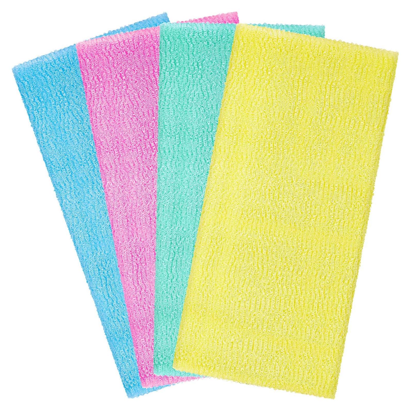 Toalla Exfoliante de Nylon Boao 4 Piezas 90x30 cm Multicolor