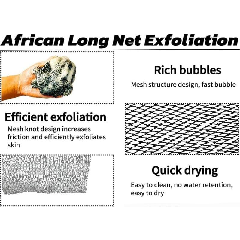 Red de Exfoliación Africana Tyxzle - 2 Piezas Nylon 80 cm