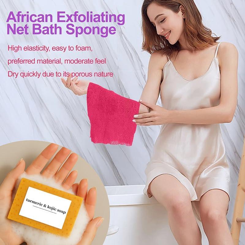 Conjunto de Jabón de Cúrcuma y Limón Hlonns con Esponjas Exfoliantes