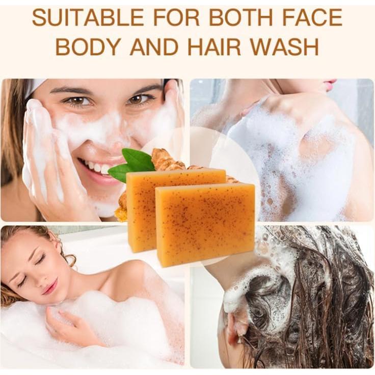 Conjunto de Jabón de Cúrcuma y Limón Hlonns con Esponjas Exfoliantes