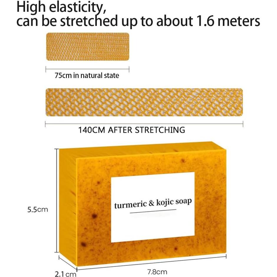 Conjunto de Jabón de Cúrcuma y Limón Hlonns con Esponjas Exfoliantes