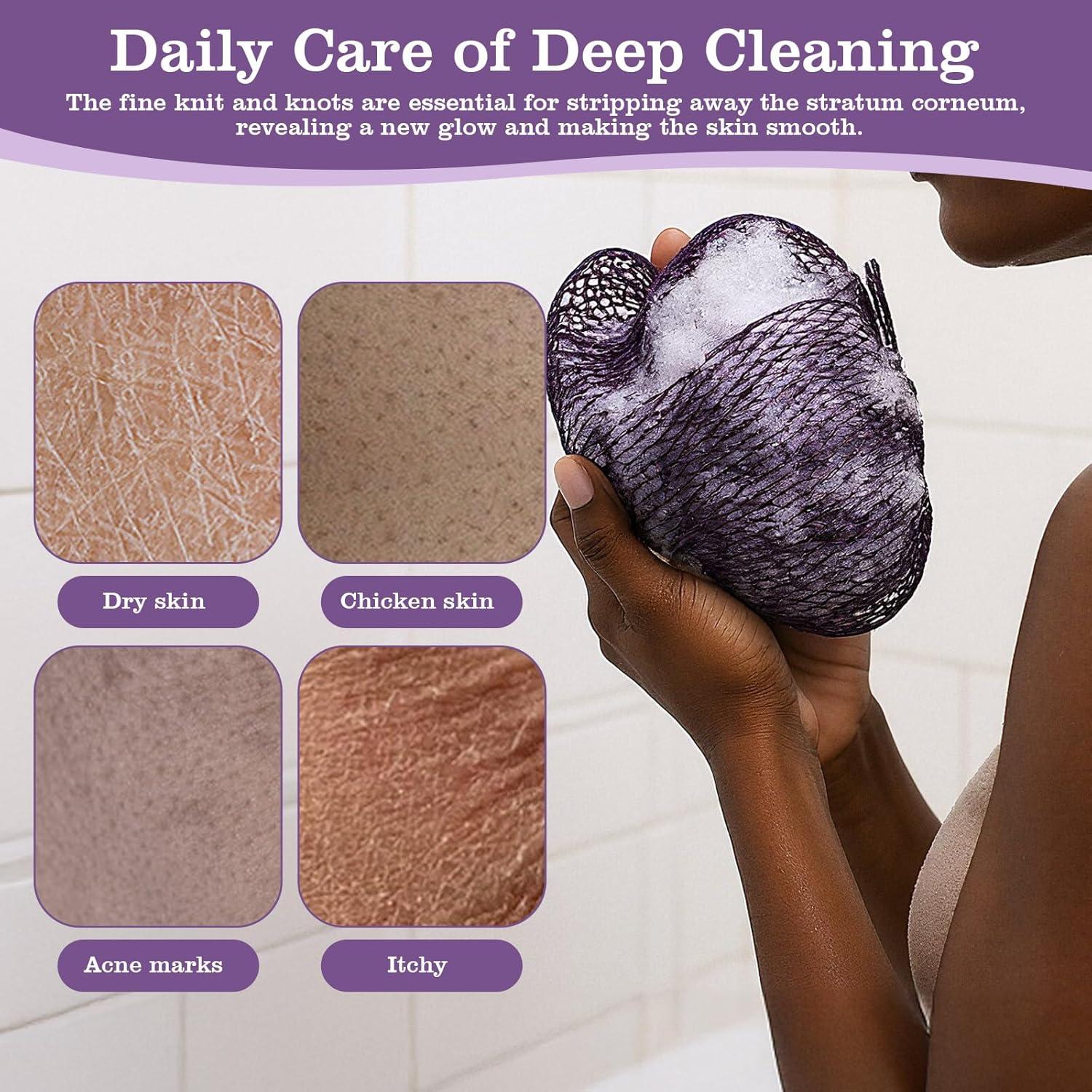 Esponja de Baño Africana FNANJWQ 3 Pcs Exfoliante 30x30cm