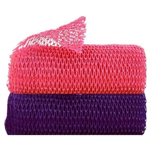 Esponja de Baño Exfoliante QREZO 2 Pcs 30x75 cm Rosa Púrpura