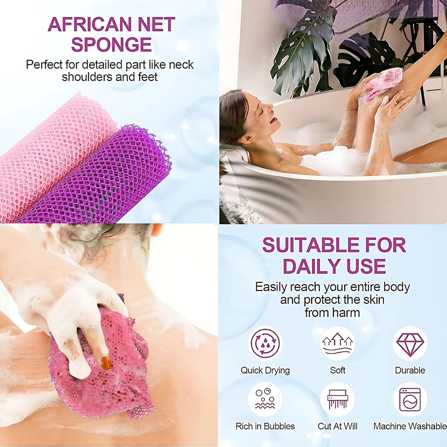 Esponja de Baño Exfoliante QREZO 2 Pcs 30x75 cm Rosa Púrpura