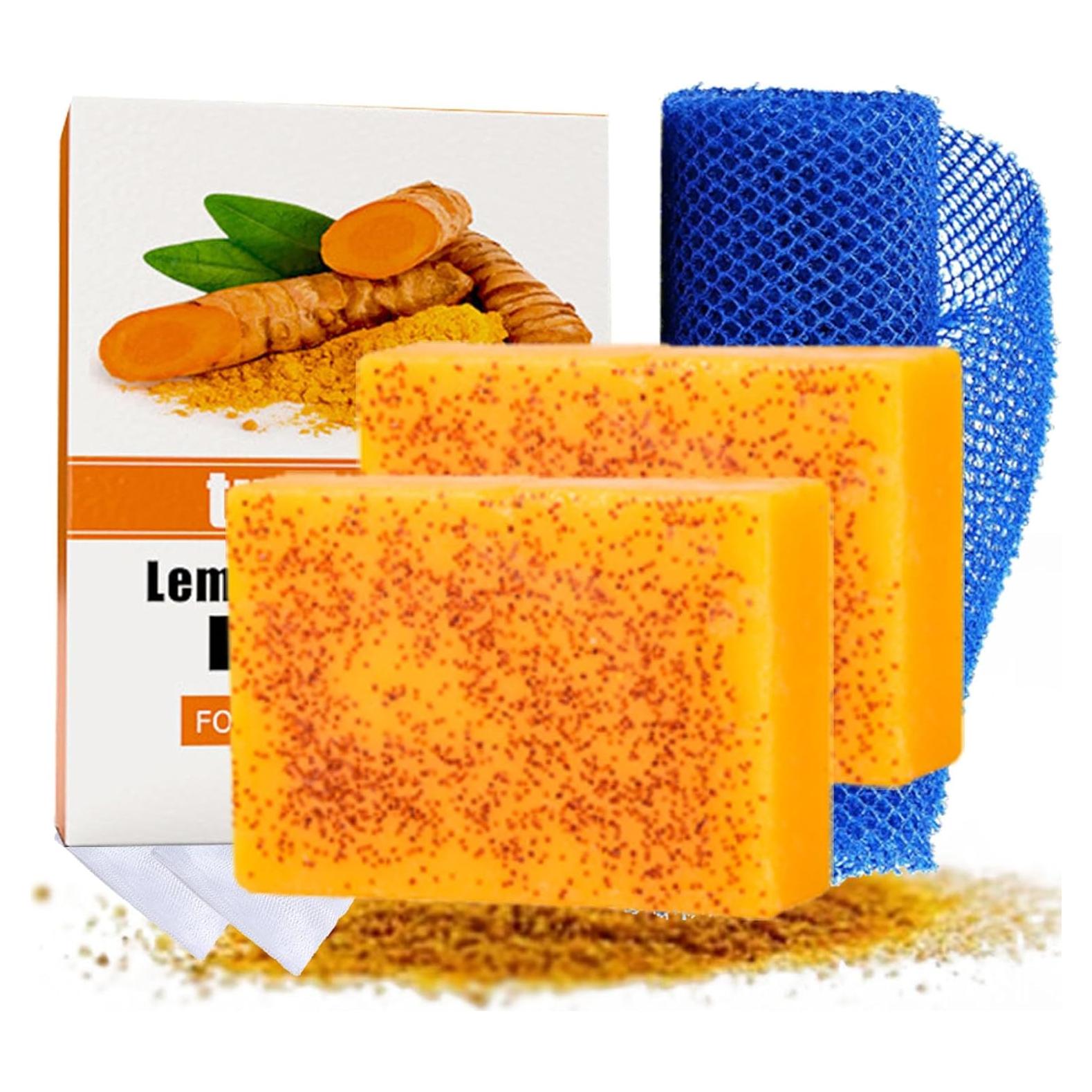 Juego de Jabón de Cúrcuma Orgánica y Esponja Exfoliante