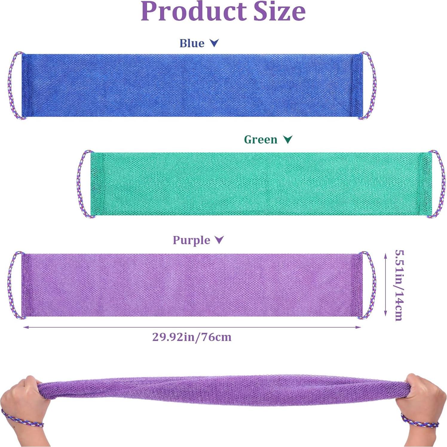 Esponja de Baño Africana 3 Piezas Exfoliante Nylon 76x14cm