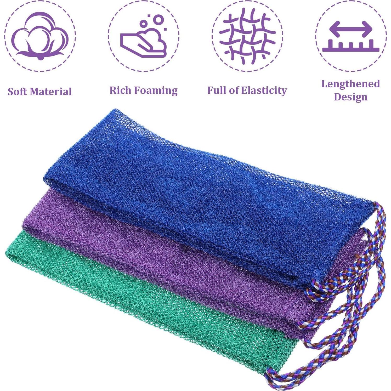 Esponja de Baño Africana 3 Piezas Exfoliante Nylon 76x14cm