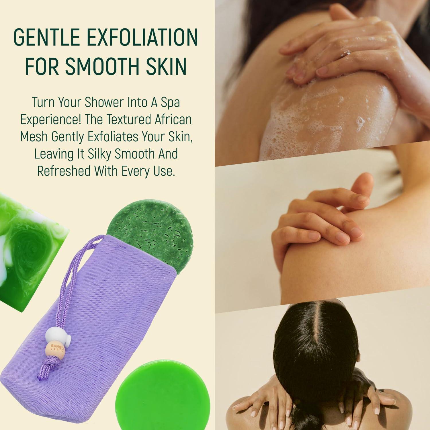 Red de Malla Exfoliante BAMBOEARTH para Ducha - 7.6x3.8cm