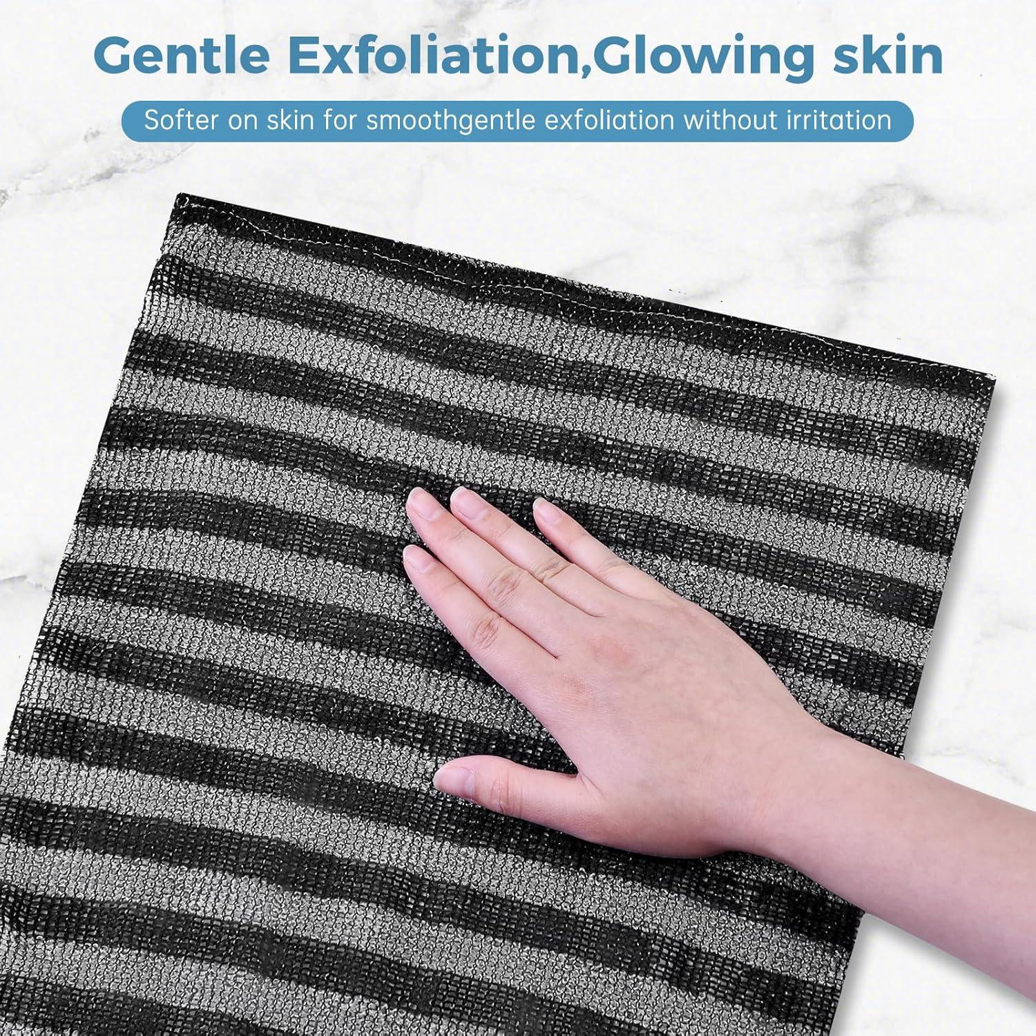 Toalla de Baño Exfoliante BTTEUYE 30x95 cm Poliester Negro