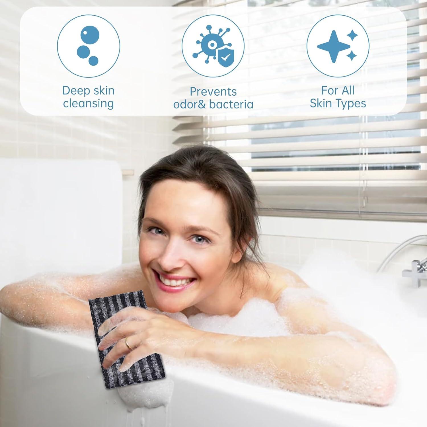 Toalla de Baño Exfoliante BTTEUYE 30x95 cm Poliester Negro