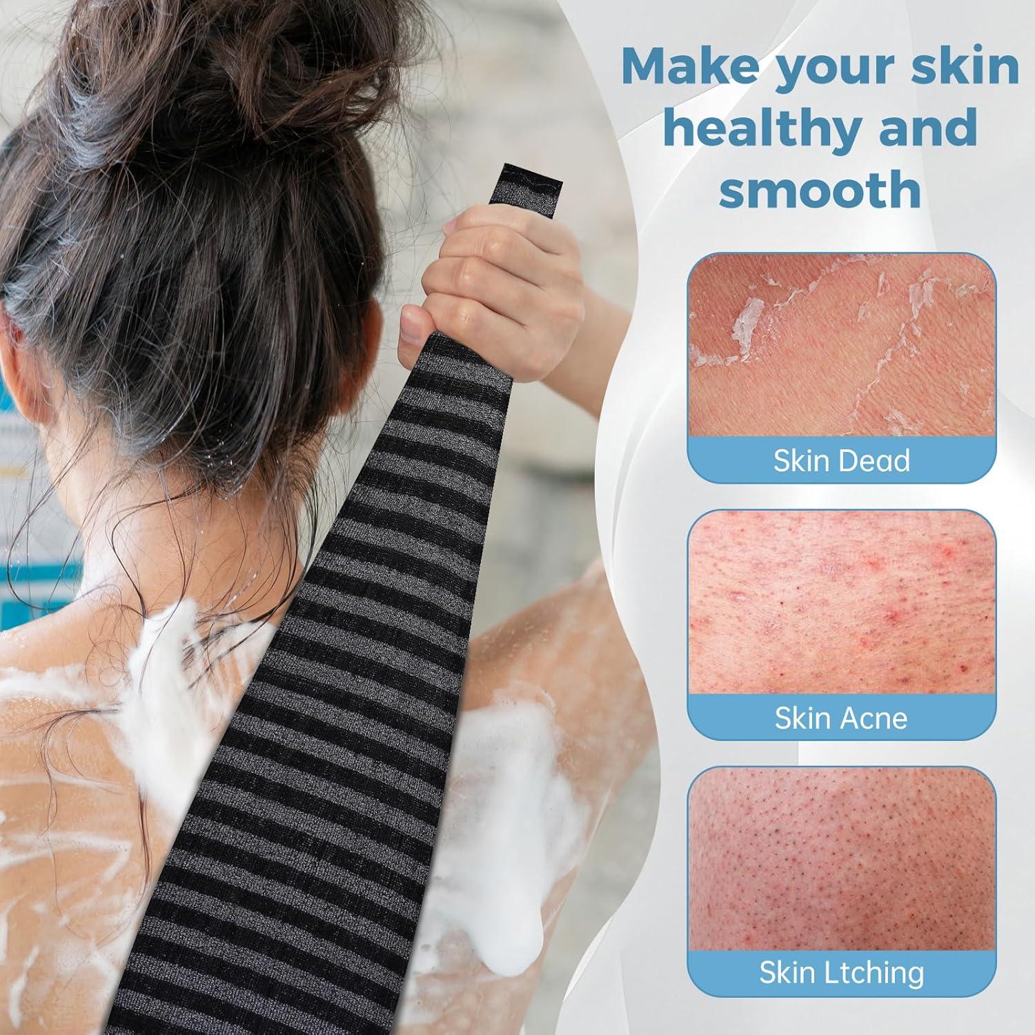 Toalla de Baño Exfoliante BTTEUYE 30x95 cm Poliester Negro