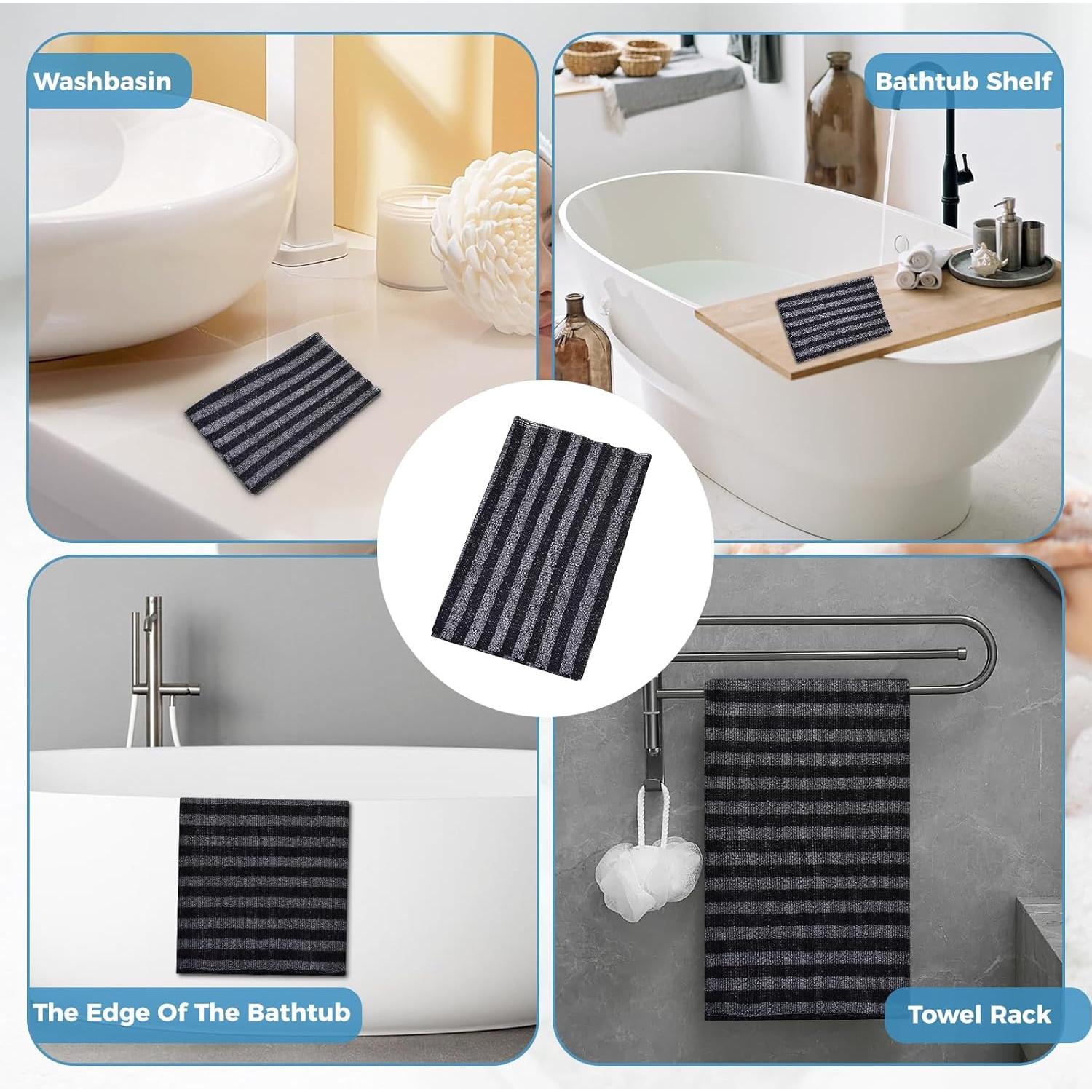 Toalla de Baño Exfoliante BTTEUYE 30x95 cm Poliester Negro