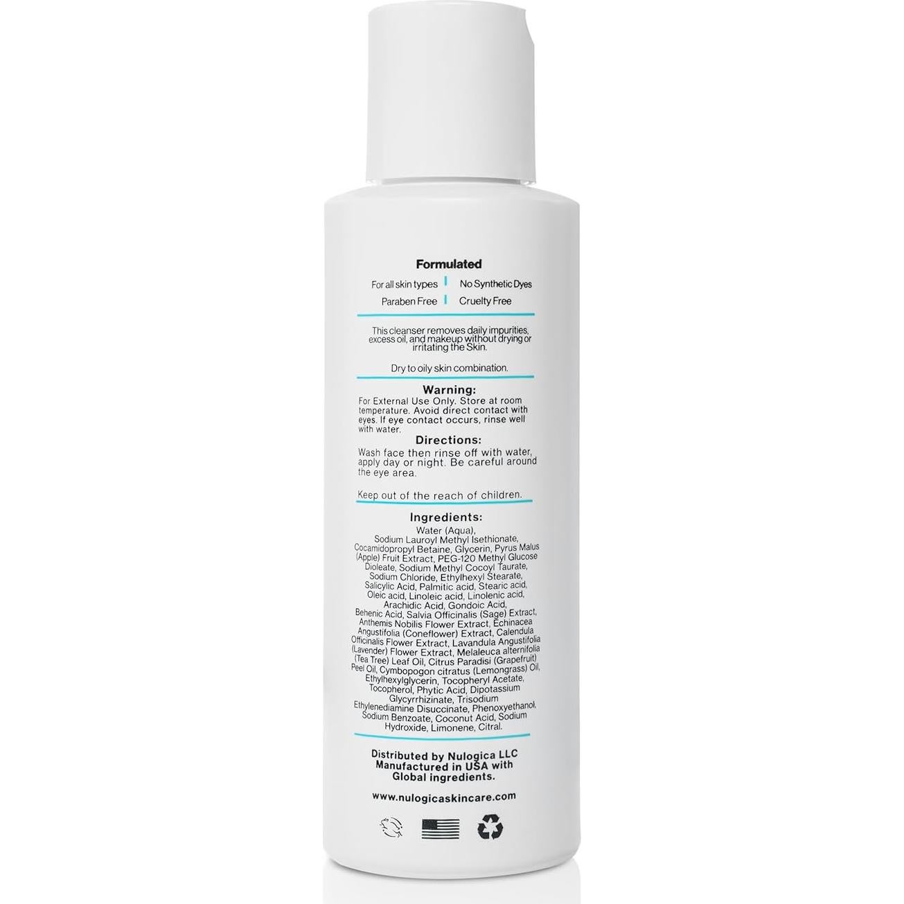 Limpiador Facial Diario Nulogica 118ml Hipoalergénico Piel Sensible