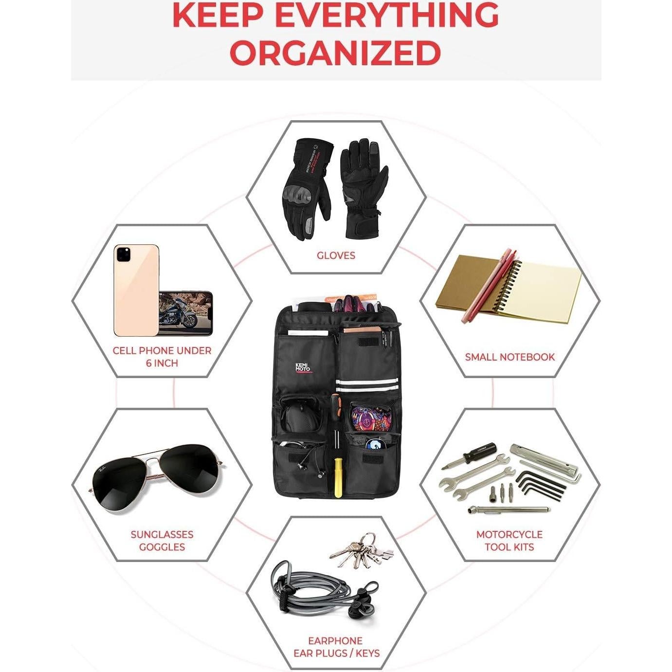 Organizador de Tapa KEMIMOTO Kmfhdtb133 para Motos Touring