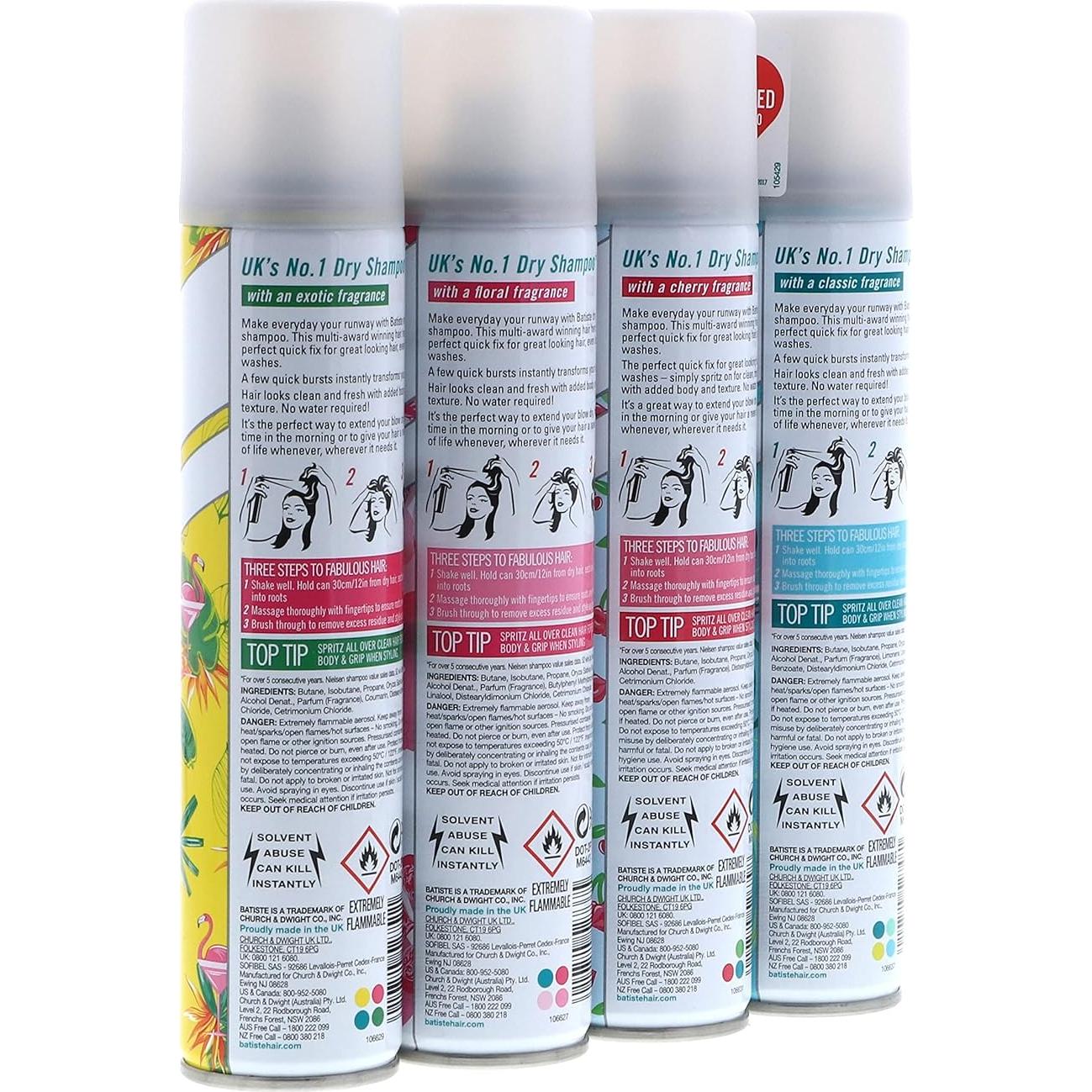 Champú Seco Batiste Original Cereza Rubor Tropical 4x190g