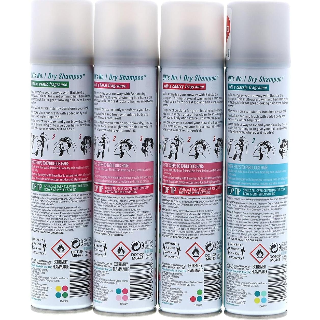 Champú Seco Batiste Original Cereza Rubor Tropical 4x190g