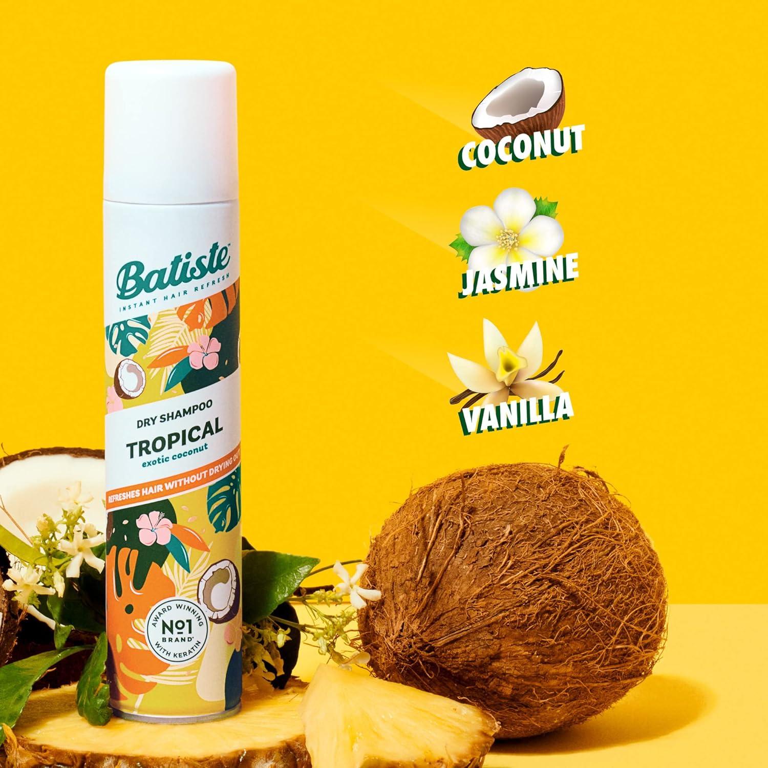 Champú Seco Tropical Batiste 180 g - Refresca y Da Volumen