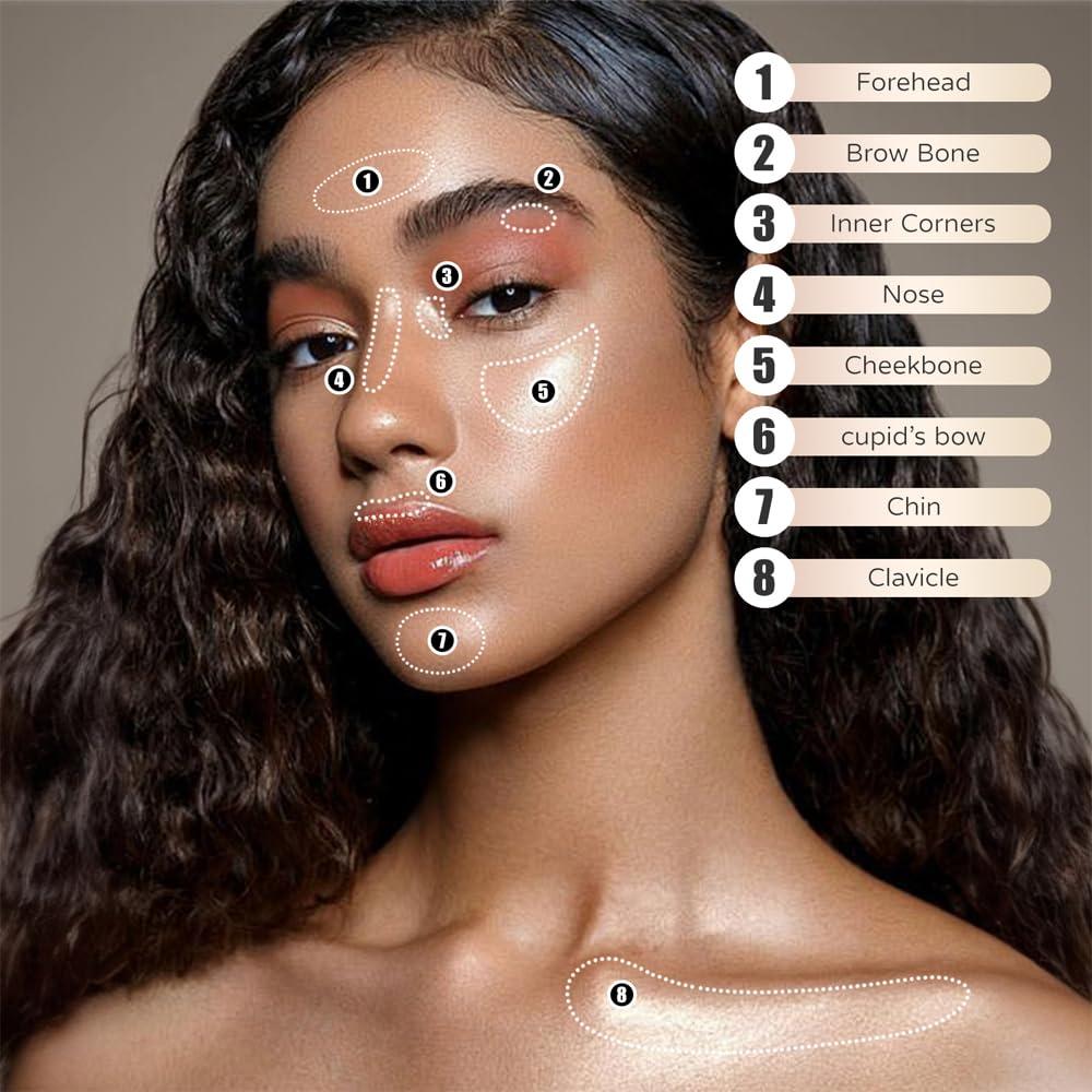 Paleta de Iluminador Facial Mysense con Espejo y Brocha 11g