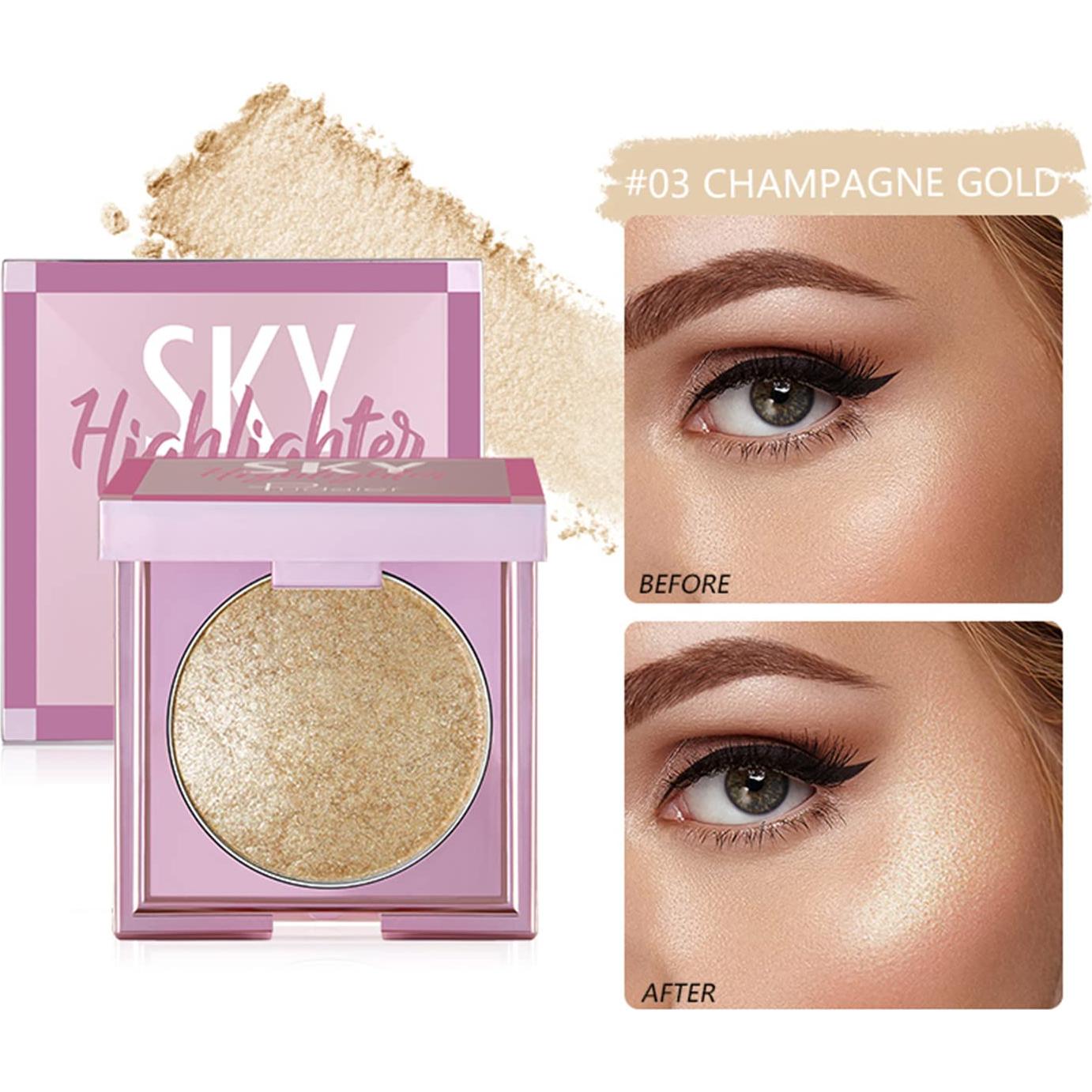 Paleta de Iluminador Facial MAEPEOR 8 Colores Brillo Oro Champán