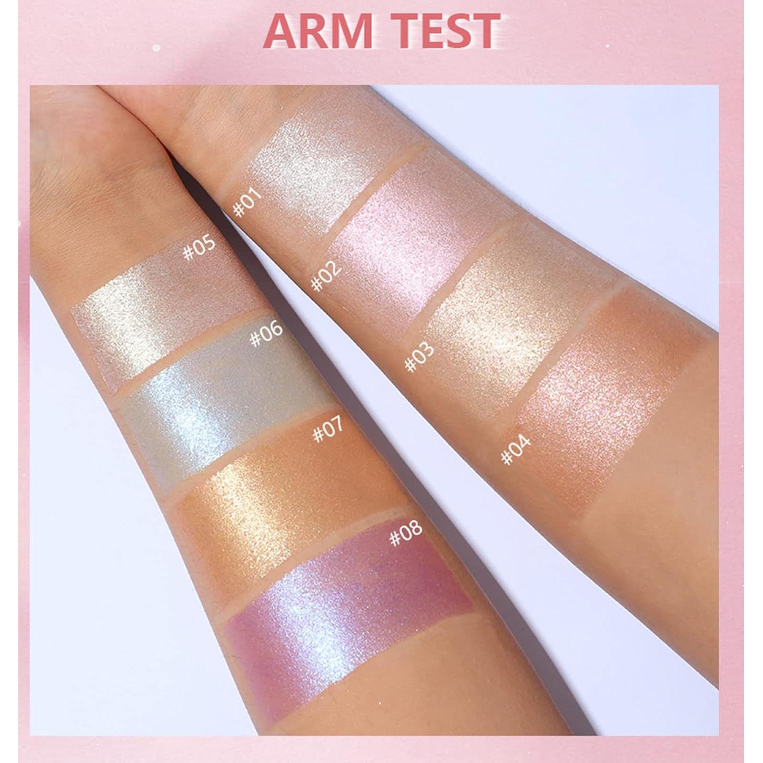 Paleta de Iluminador Facial MAEPEOR 8 Colores Brillo Oro Champán