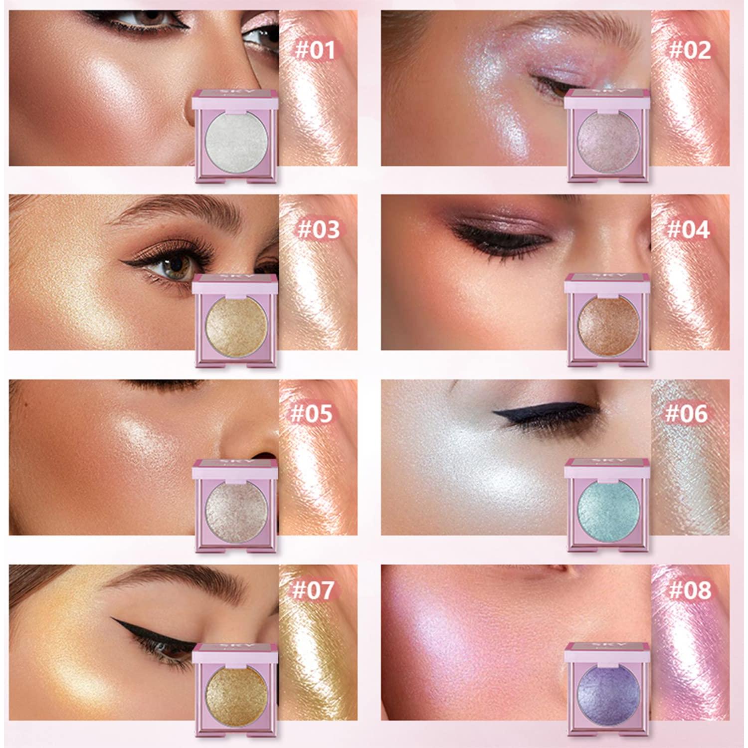 Paleta de Iluminador Facial MAEPEOR 8 Colores Brillo Oro Champán
