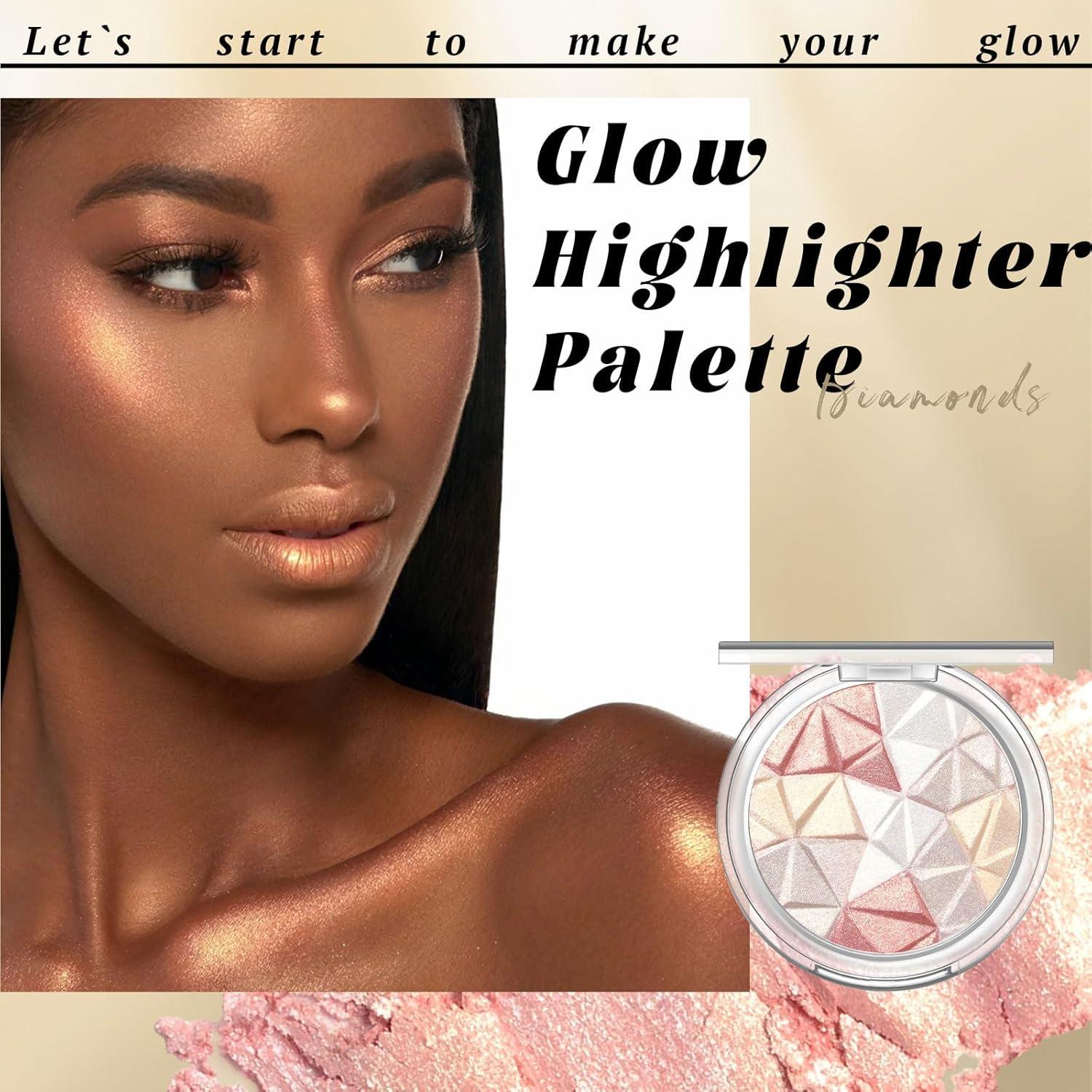 Paleta de Iluminador Facial HOSAILY Multicromo 8.1x8cm Brillo Natural