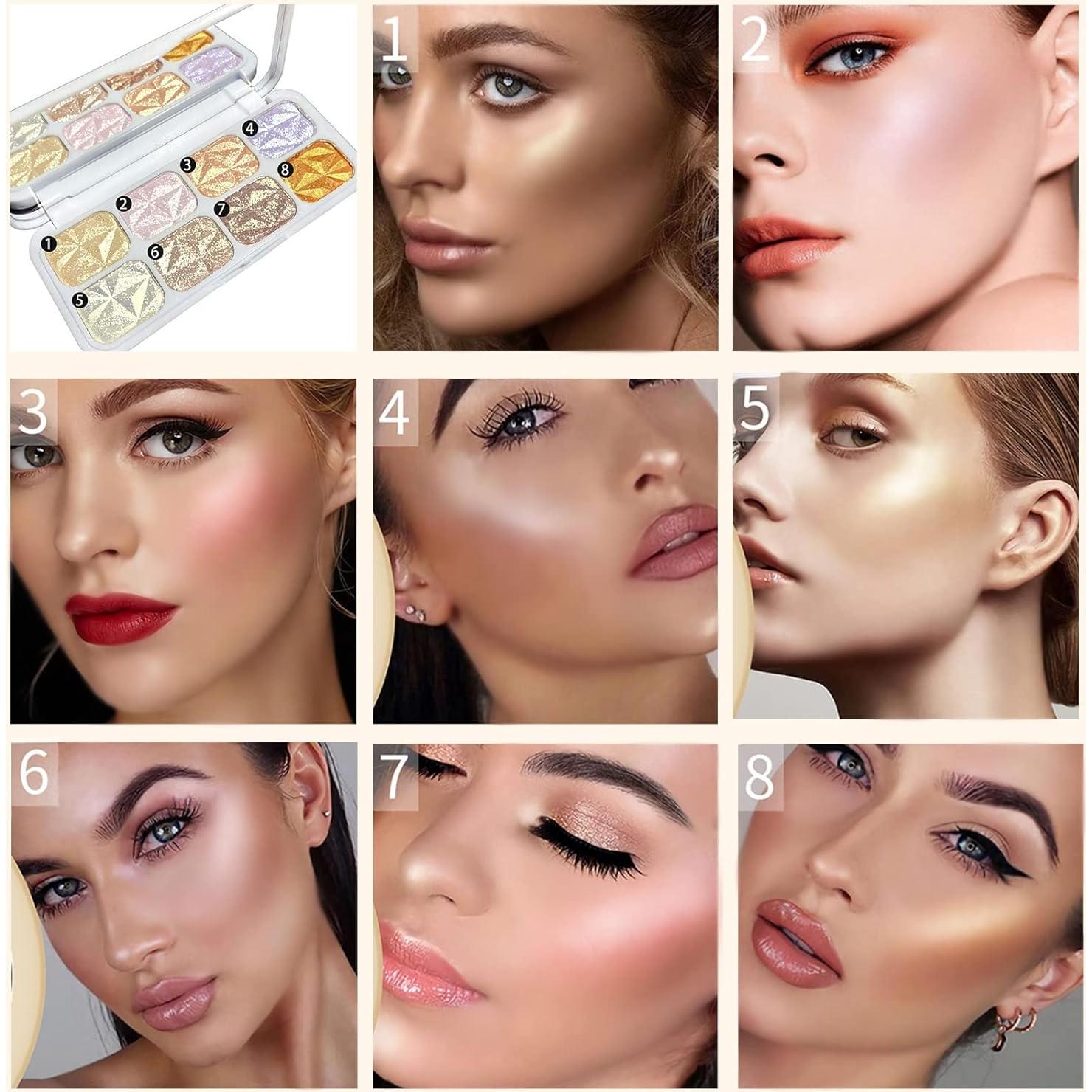Paleta de Maquillaje Iluminador Facial SUMEITANG 8 Colores Brillantes