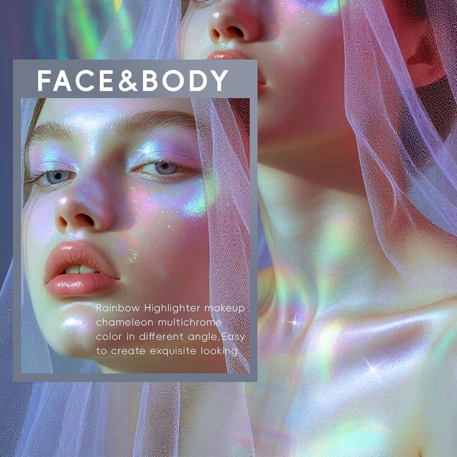 Paleta de Iluminador Chameleon 5 Colores - Maquillaje Holográfico