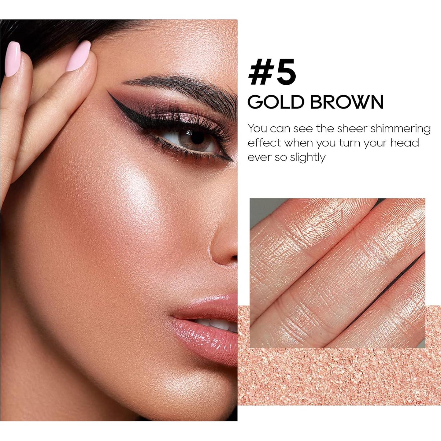 Paleta de Iluminador Horneado FREEORR 6 Colores 5.5g #05 Marrón Dorado