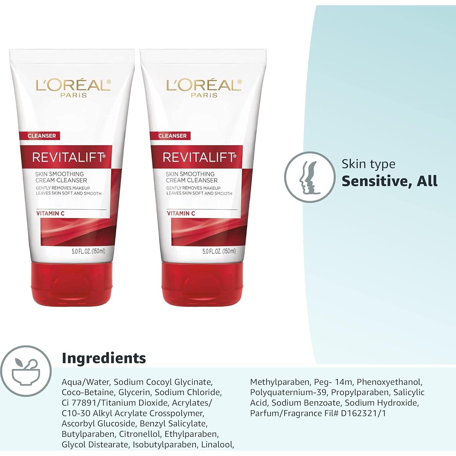 Limpiador Facial Suave L'Oreal Paris Revitalift 148 ml x2