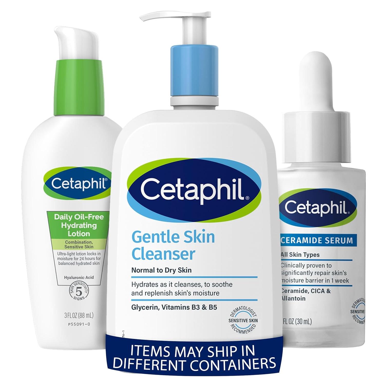 Paquete Cetaphil: Suero Ceramida 30ml + Limpiador 591ml + Loción 89ml