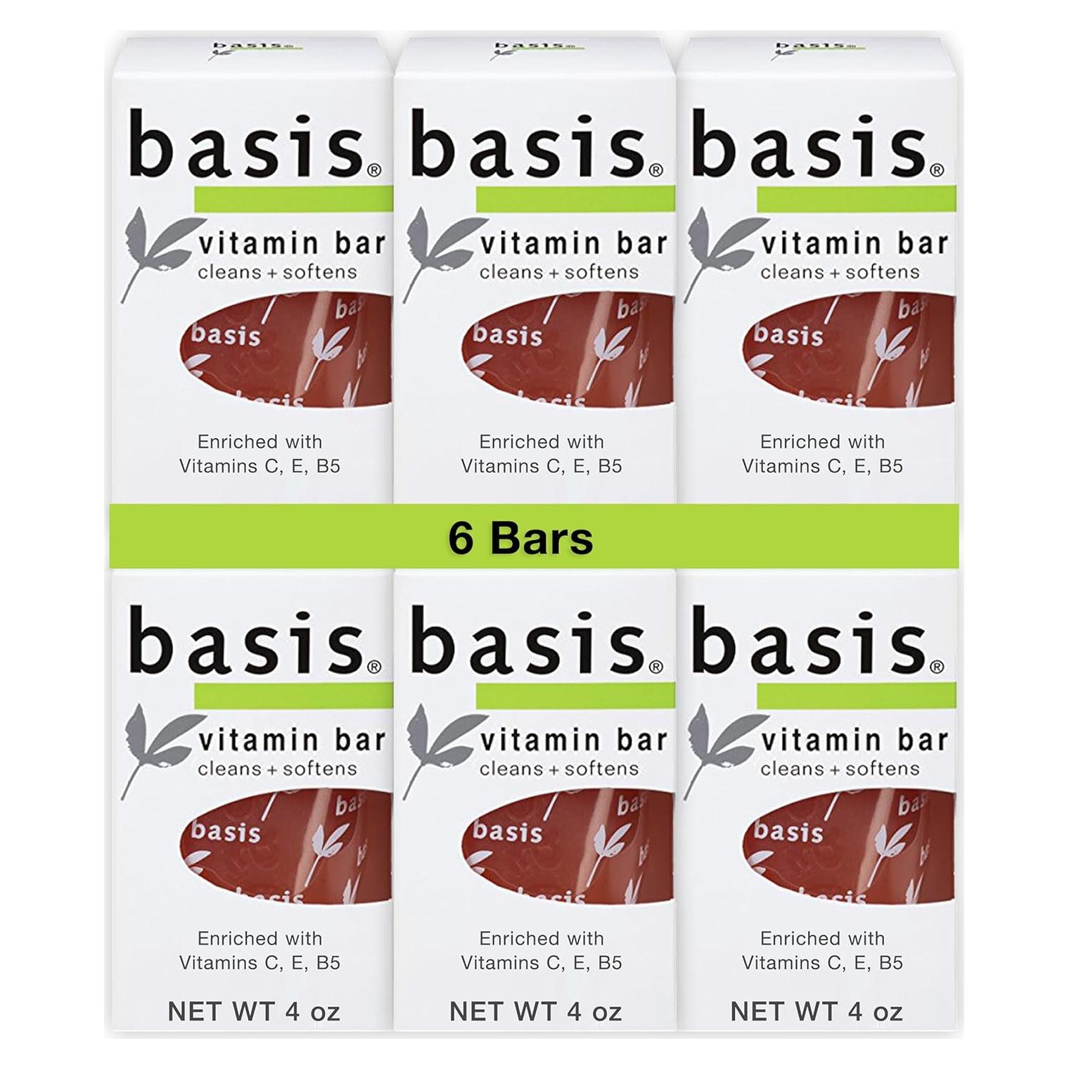 Jabón en Barra Basis con Vitaminas C, E y B5 - 6 Piezas