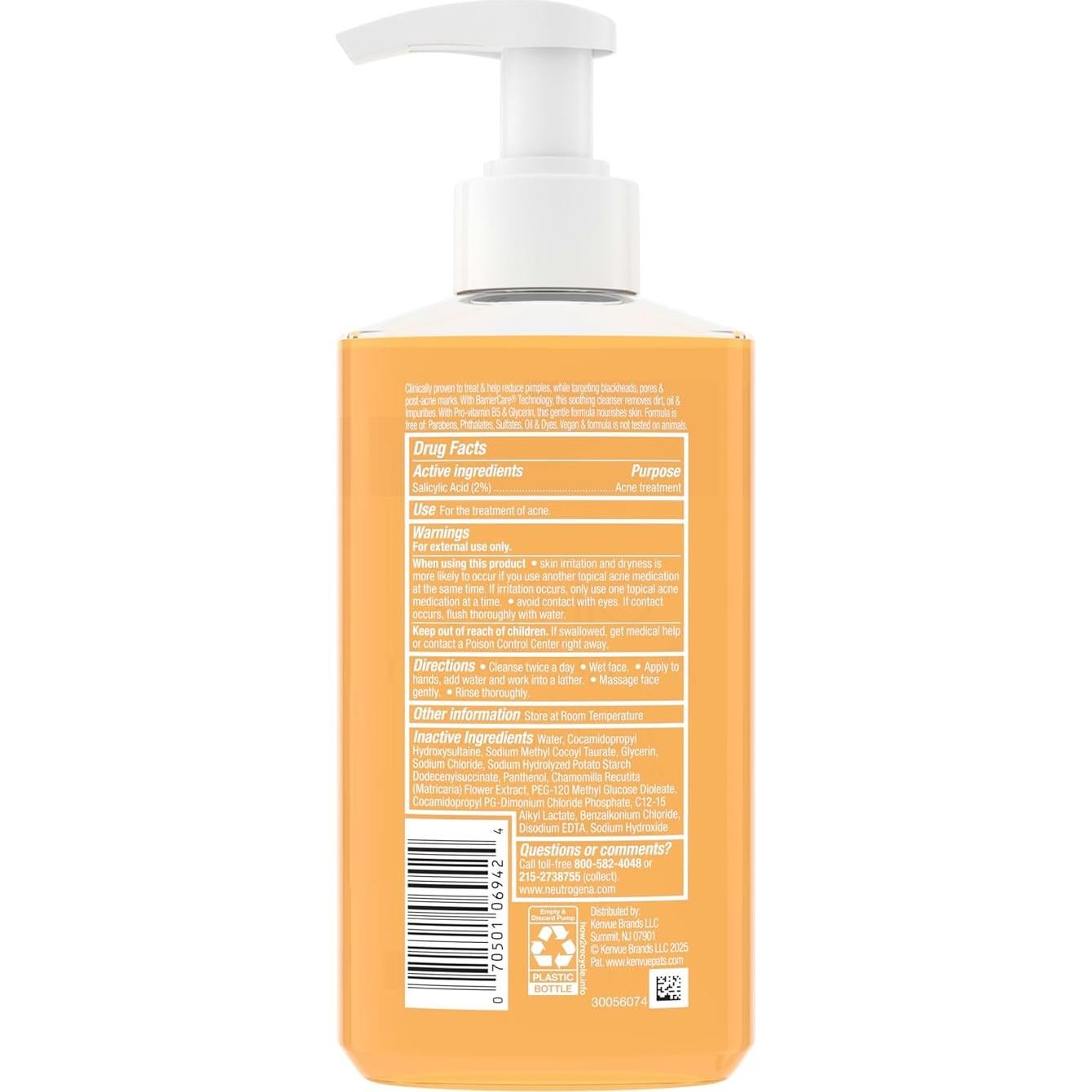 Limpiador Facial Sin Aceite Neutrogena 269 ml - Acné 2% Ácido Salicílico